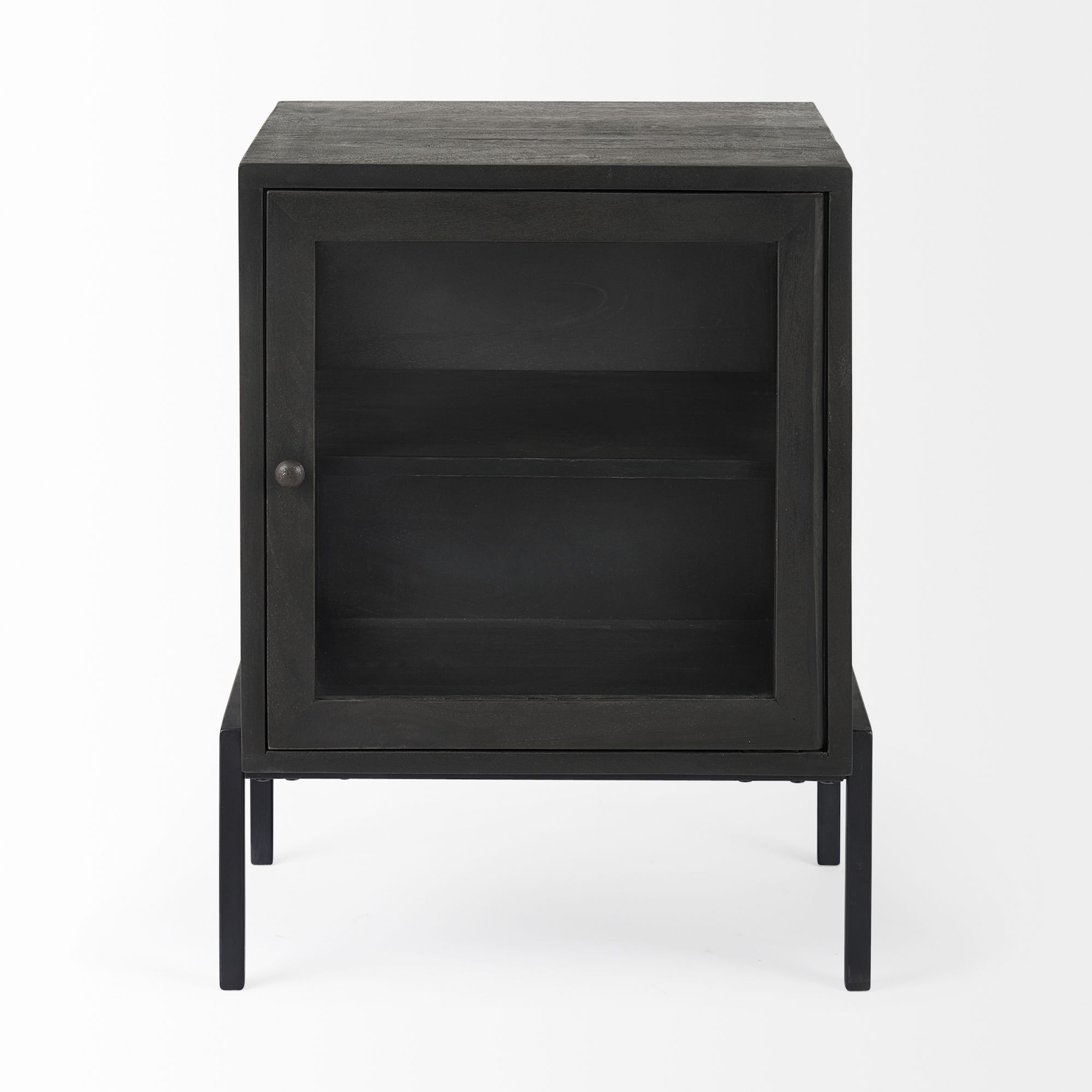 Mercana Arelius End Table with Black Metal Frame - Black