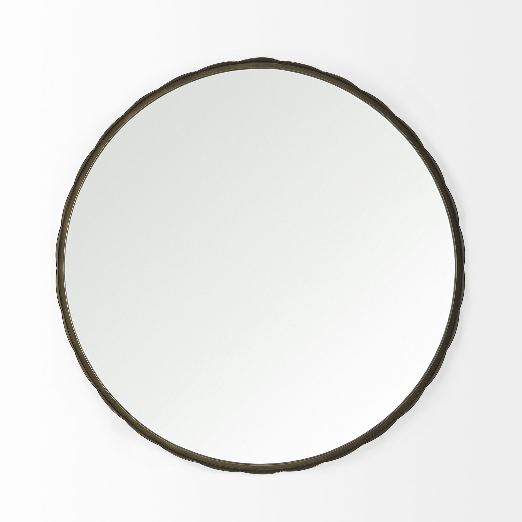 Mercana Adelaide 29.7" Scallop Edge Round Mirror - Gold