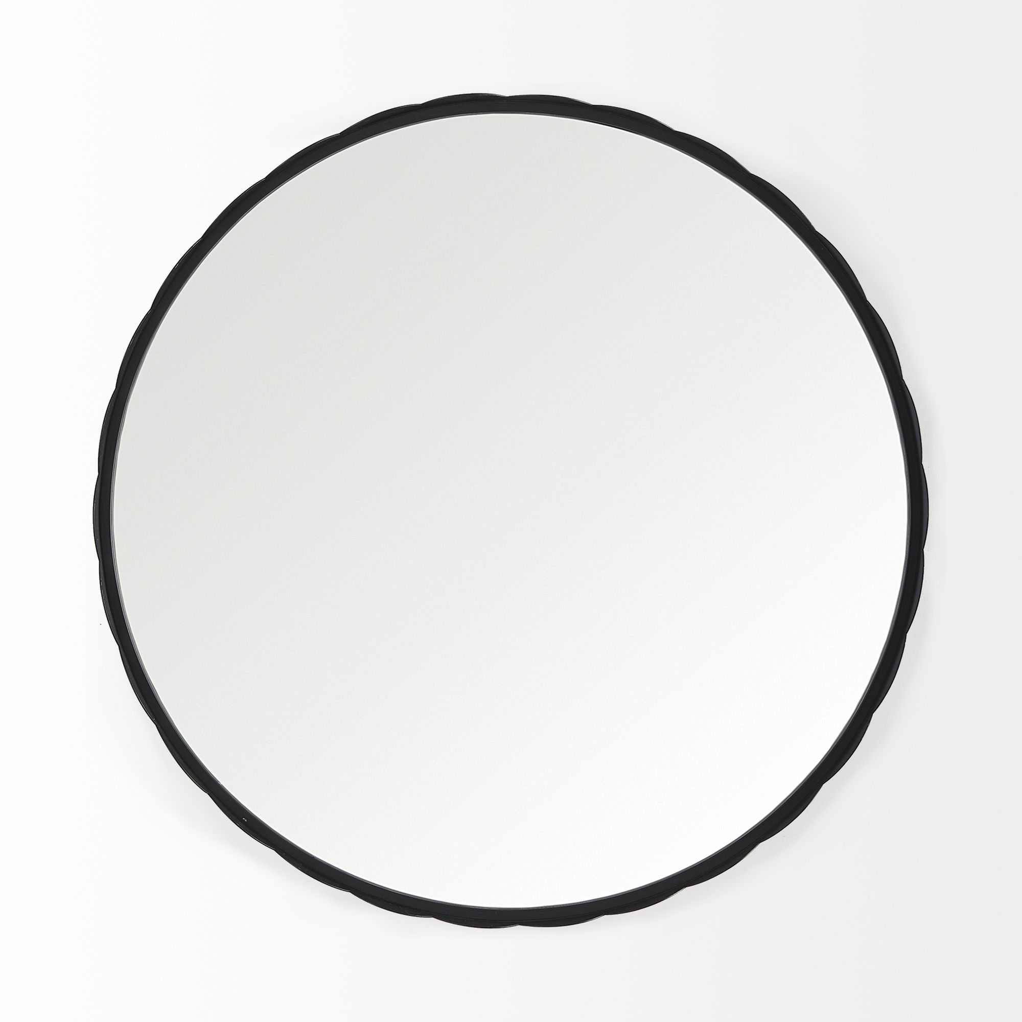 Mercana Adelaide 29.7" Scallop Edge Round Mirror - Black
