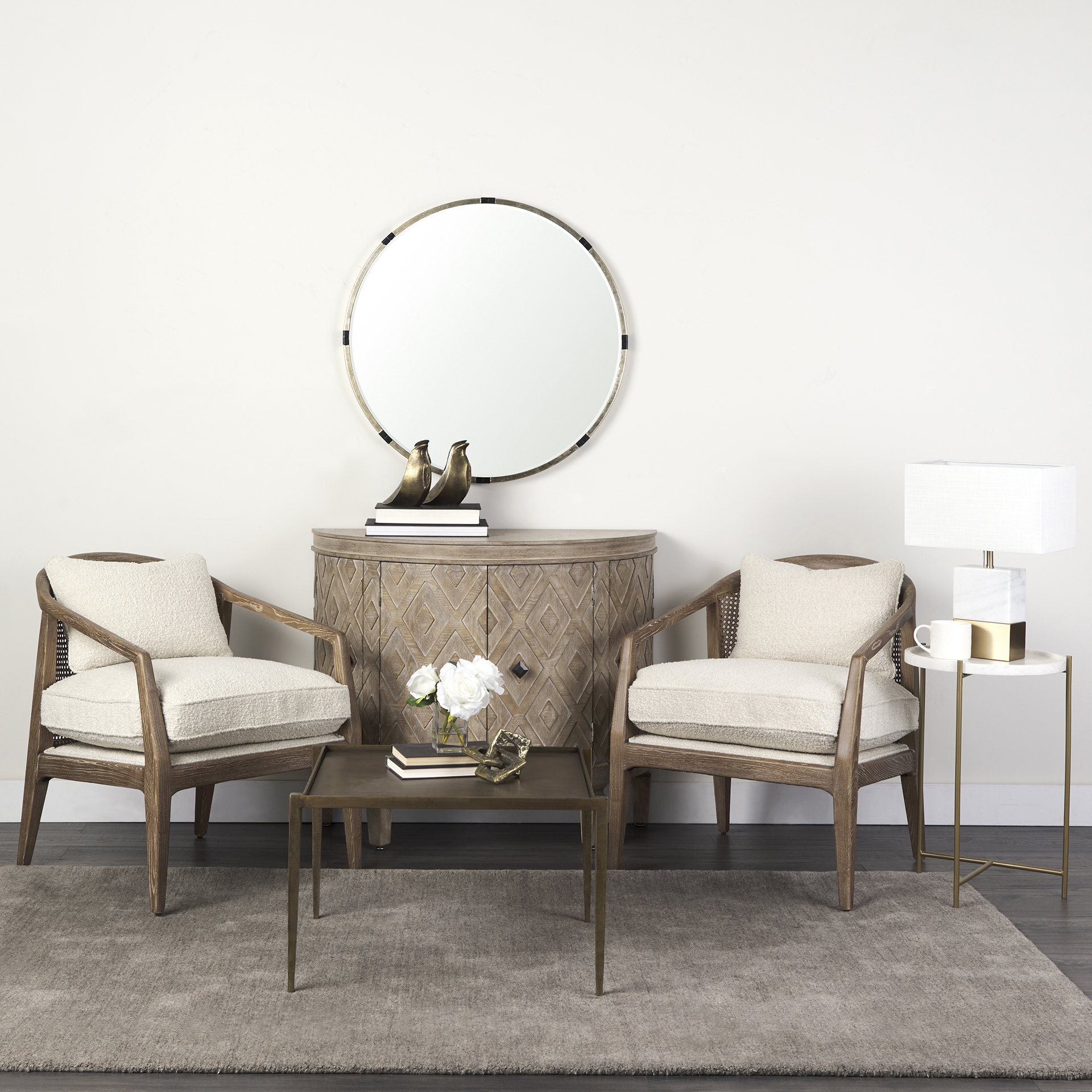 Mercana - Landon Upholstered Accent Chair in Cream, Fabric