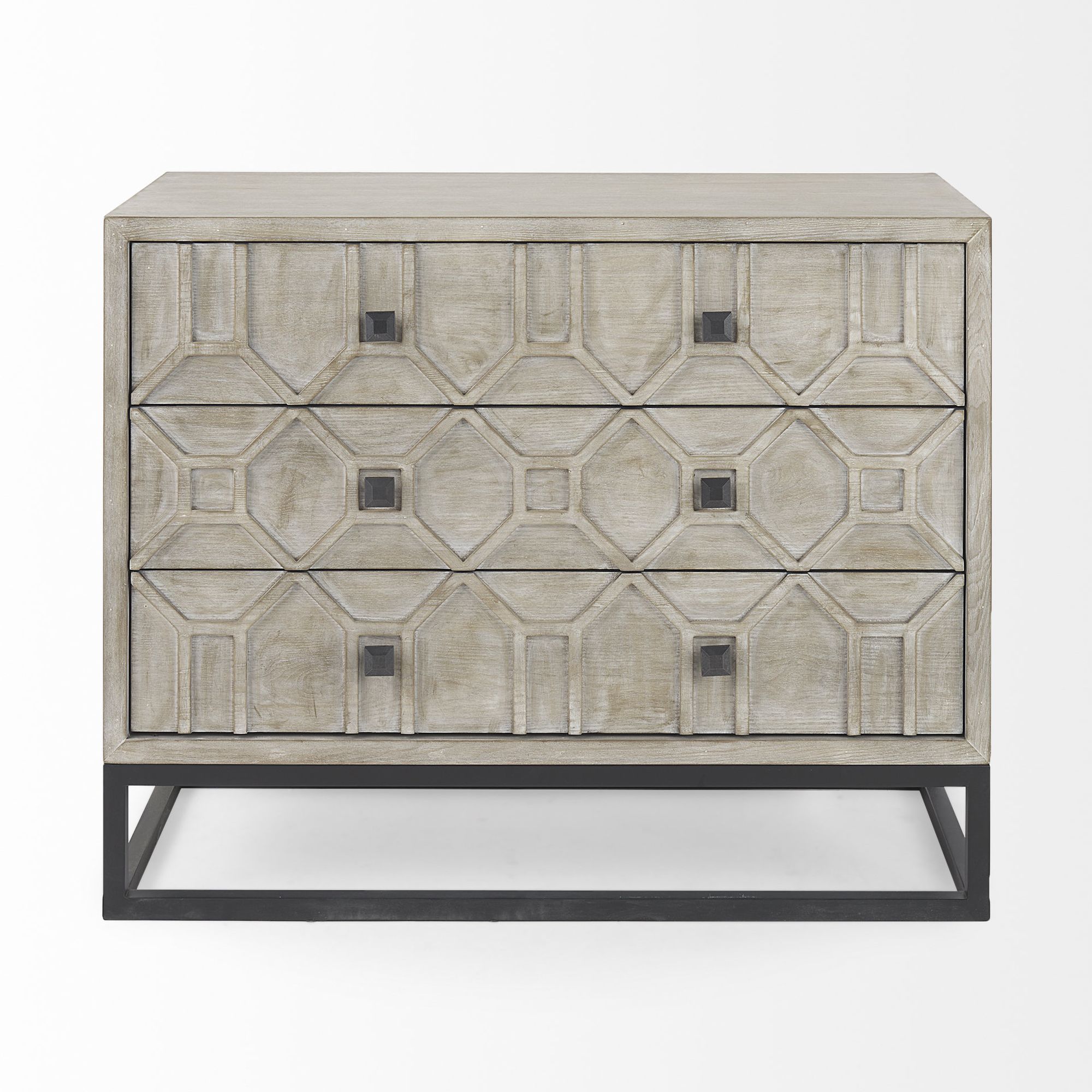 Mercana Genevieve I Fir Veneer 3 Drawer Accent Cabinet - Light Brown