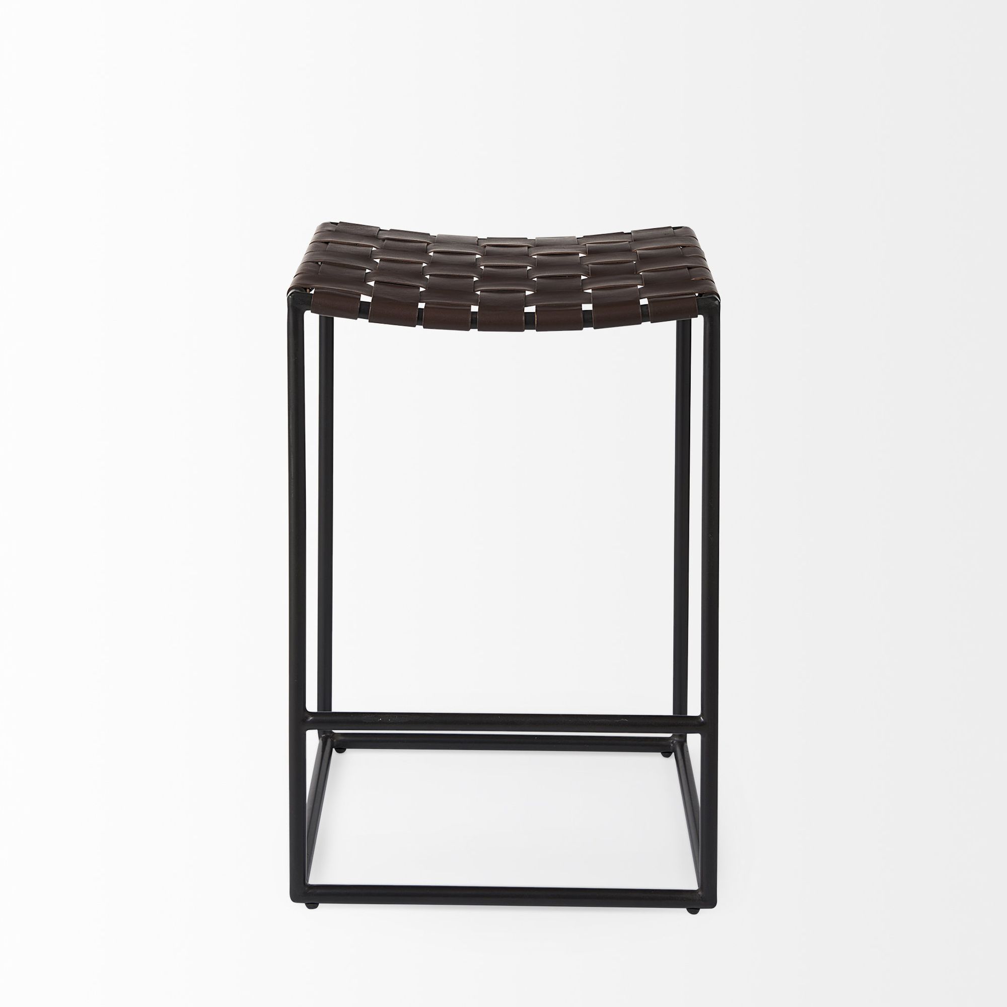 Mercana Clarissa 26" Counter Stool with Black Iron Frame - Dark Brown