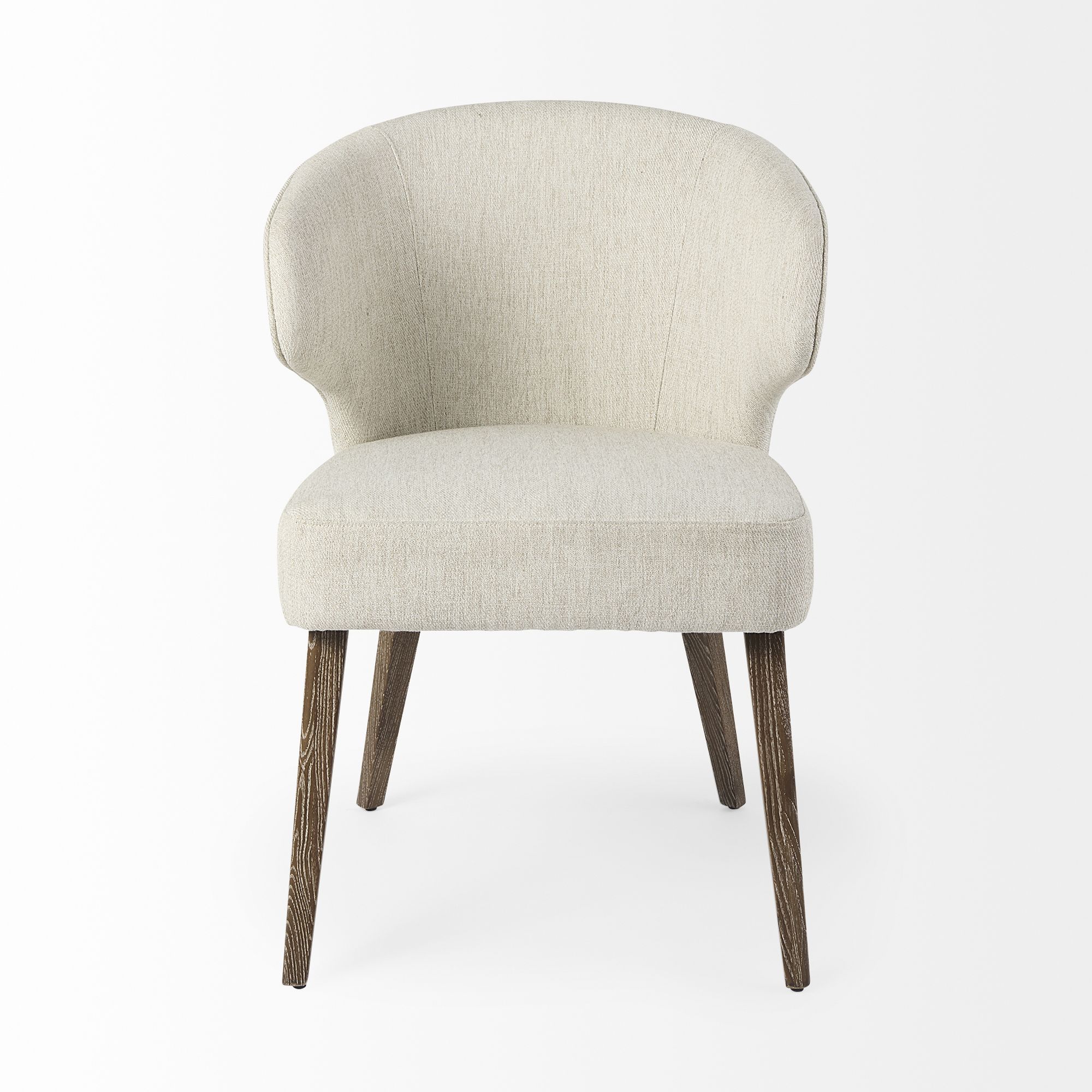 Mercana Niles Dining Chair with Brown Wooden Legs Wingback - Cream/Brown