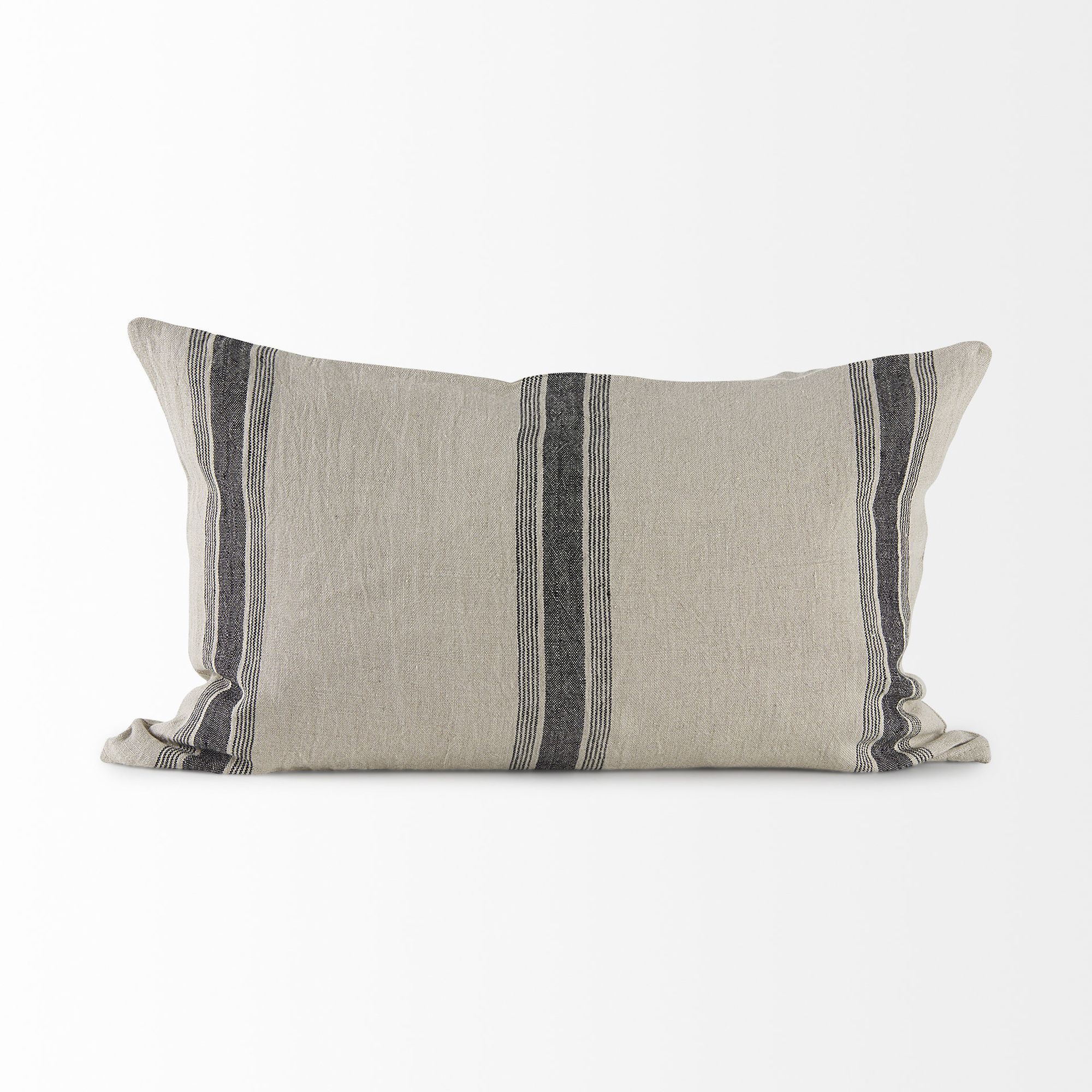 Mercana Hattie 13L x 21W Fabric Striped Decorative Pillow Cover - Beige/Black, Rectangular