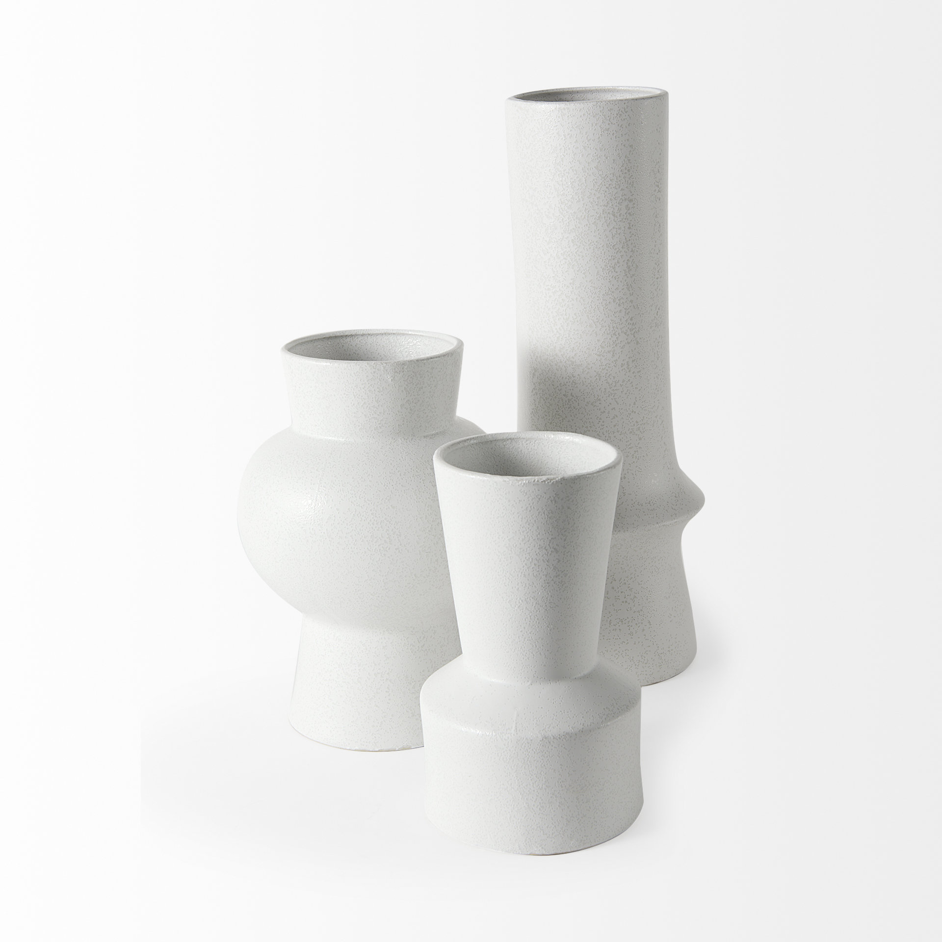 Mercana Laforge White Vase - White, H11"