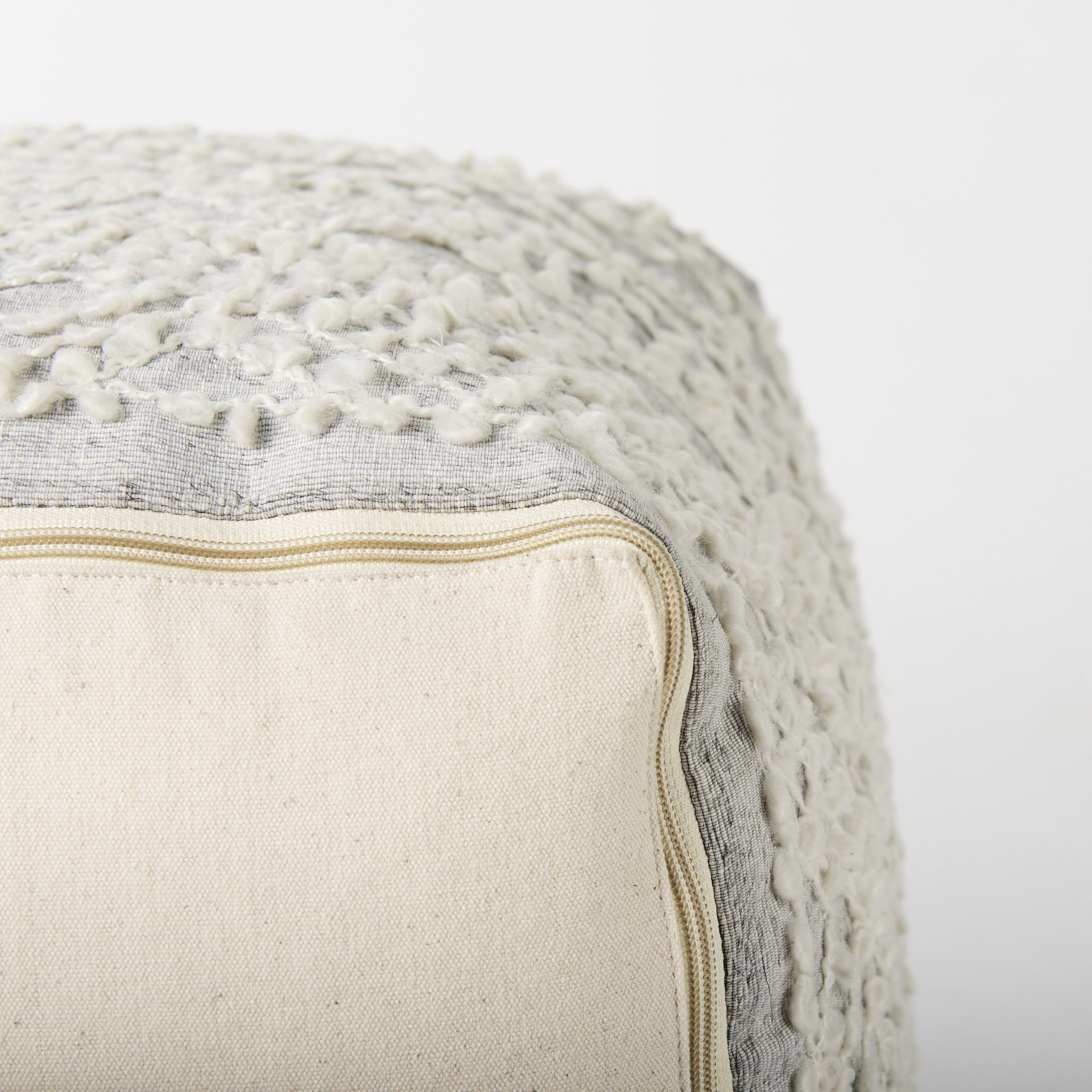 Mercana Farida Pouf - Gray, Wool