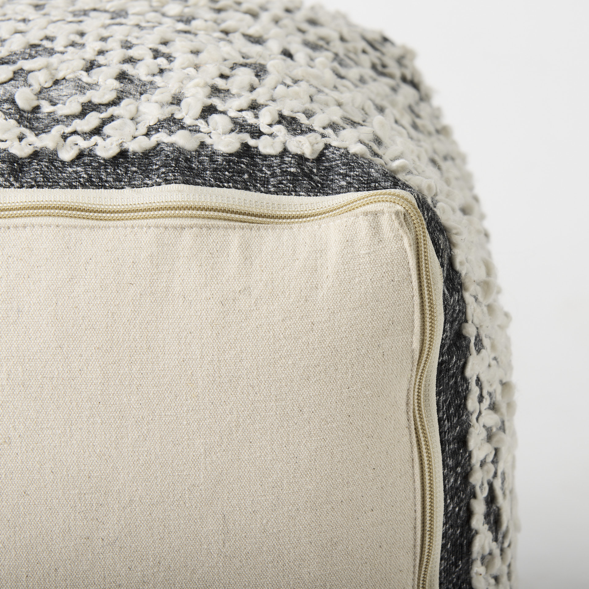 Mercana Farida Pouf - Gray, Fabric