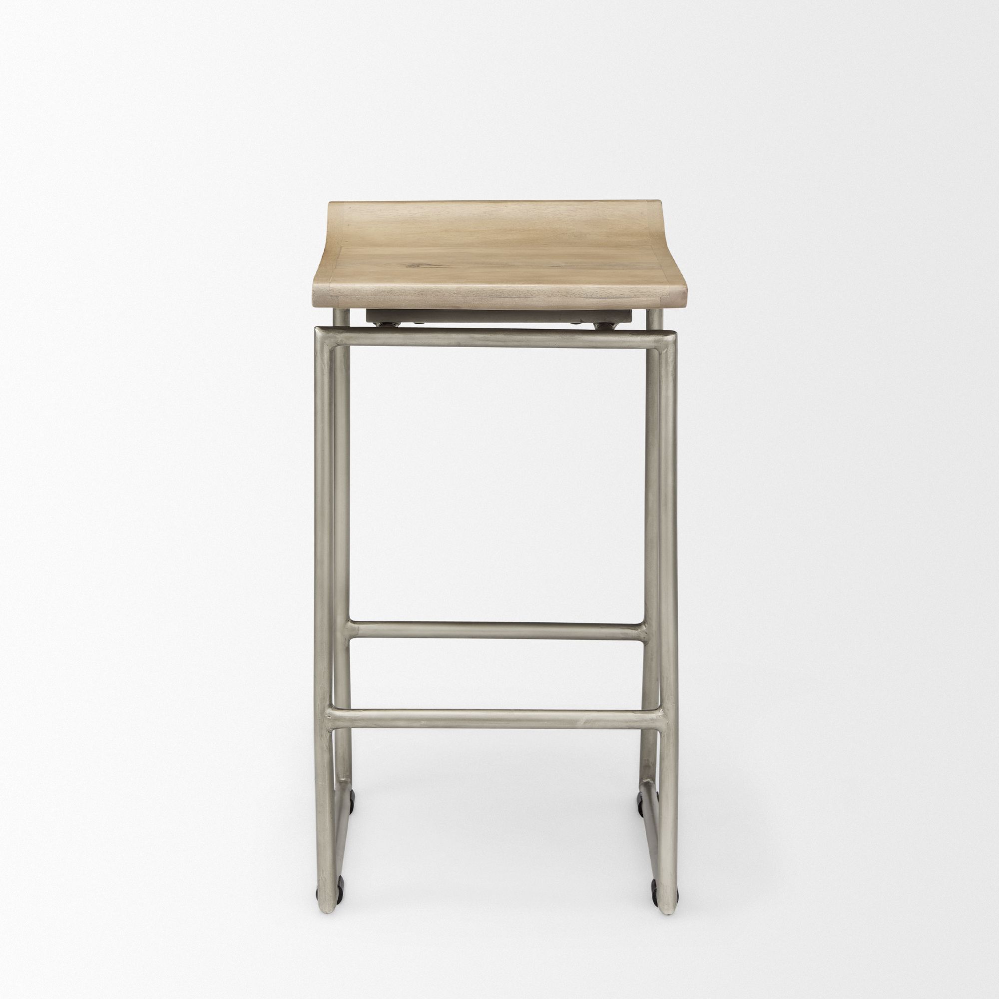 Mercana Givens 26" Counter Stool with Silver Metal Frame - Brown/Silver