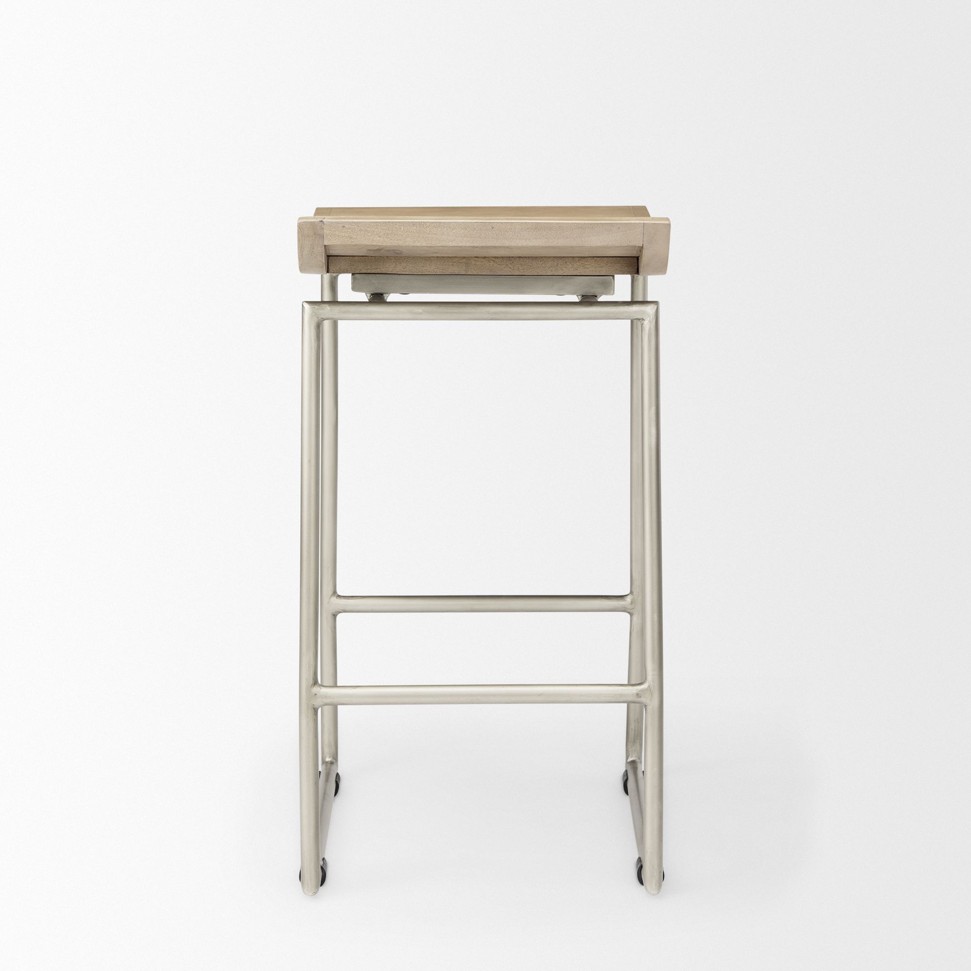 Mercana Givens 26" Counter Stool with Silver Metal Frame - Brown/Silver