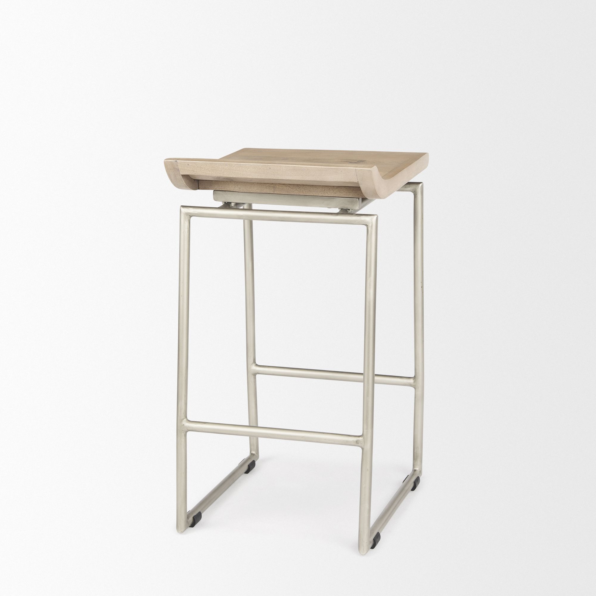 Mercana Givens 26" Counter Stool with Silver Metal Frame - Brown/Silver