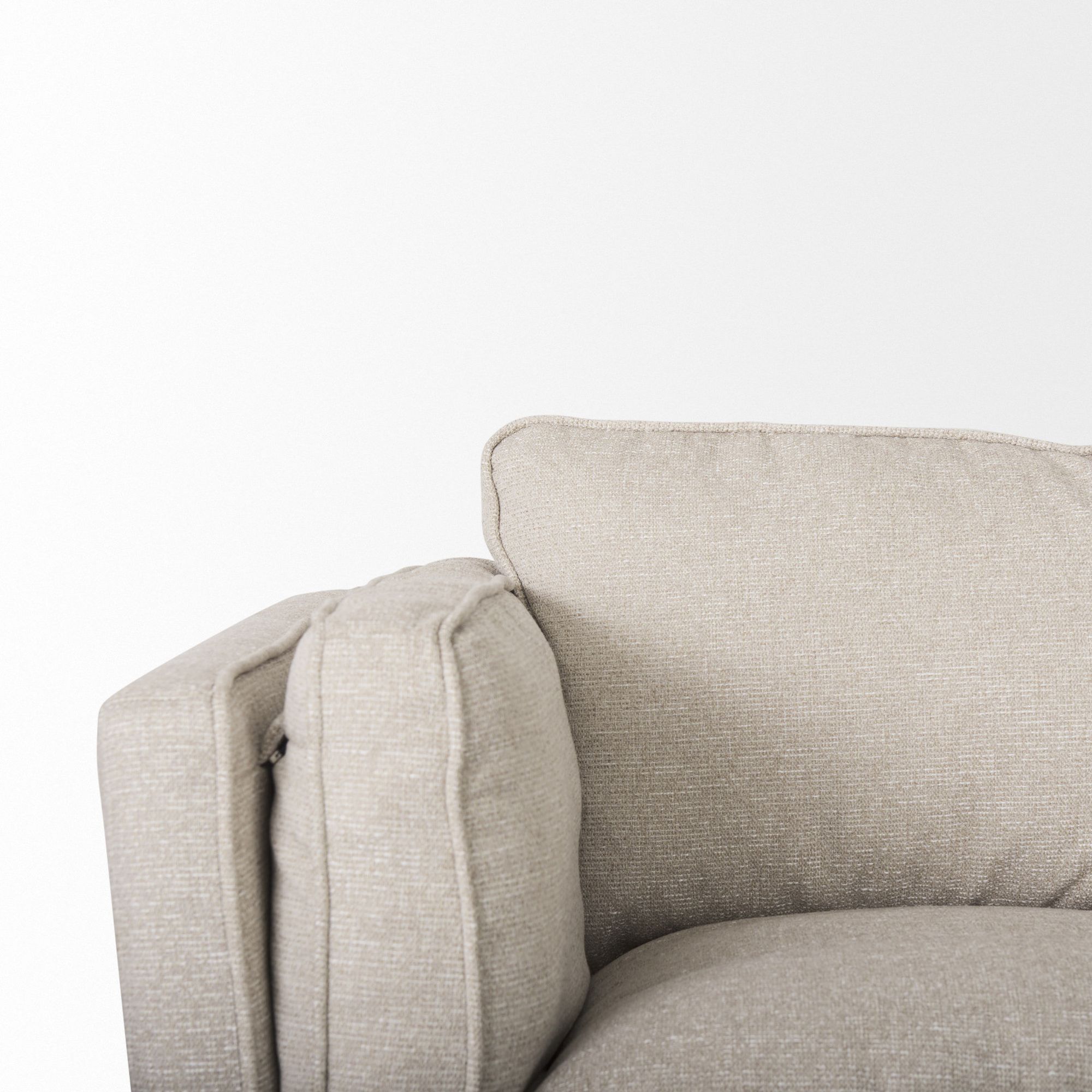 Mercana Brooks 3 Seater Sofa with Medium Brown Wooden Legs - Cream, Fabric