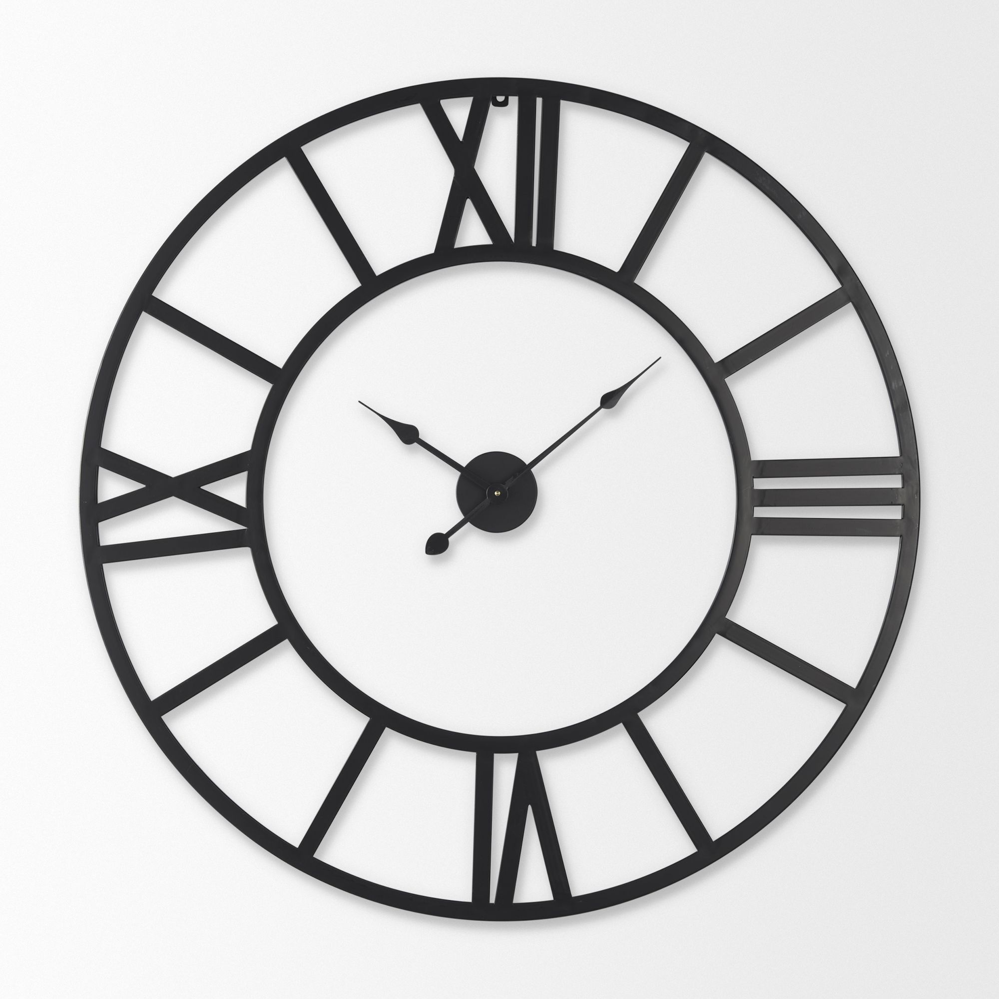 Mercana Stoke 42" Round Iron Wall Clock - Black