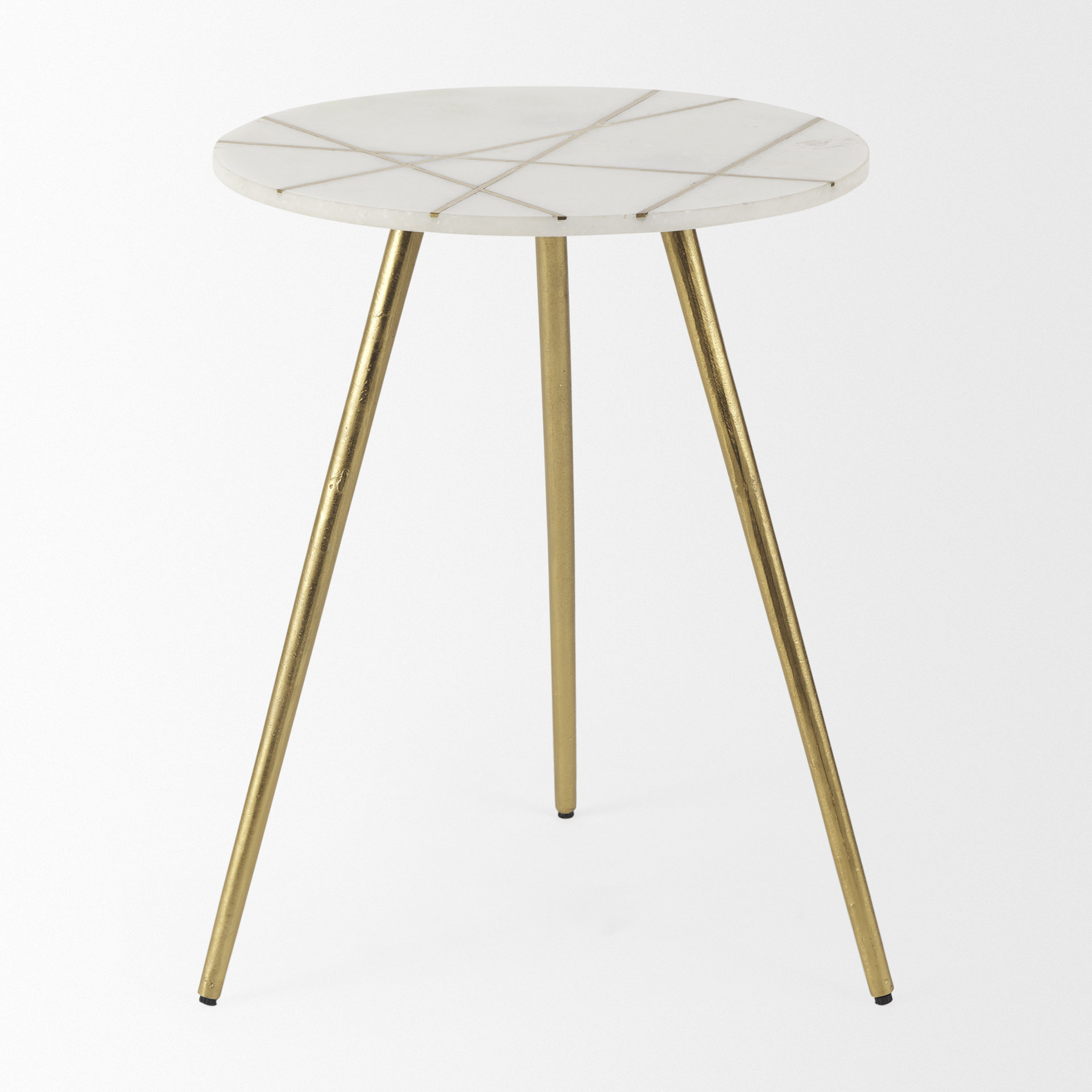 Mercana Vivienne Accent Table Series - White/Gold, H23"