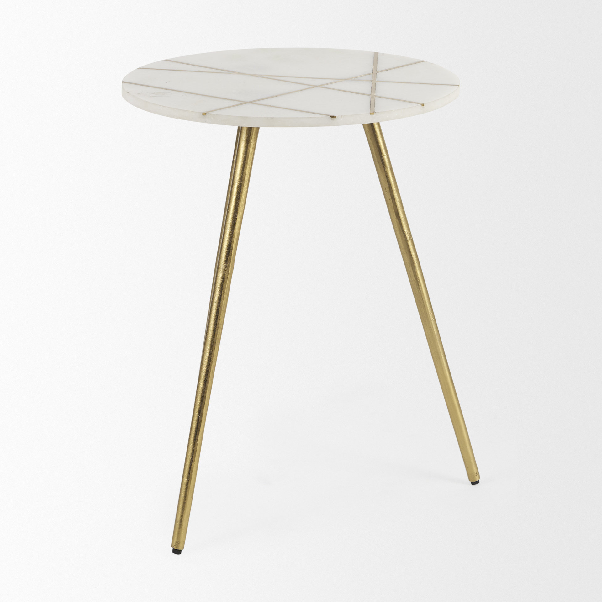 Mercana Vivienne Accent Table Series - White/Gold, H23"