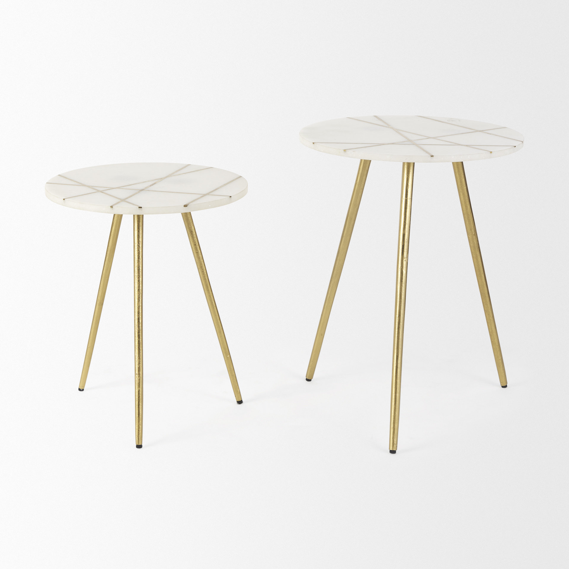 Mercana Vivienne Accent Table Series - White/Gold, H23"