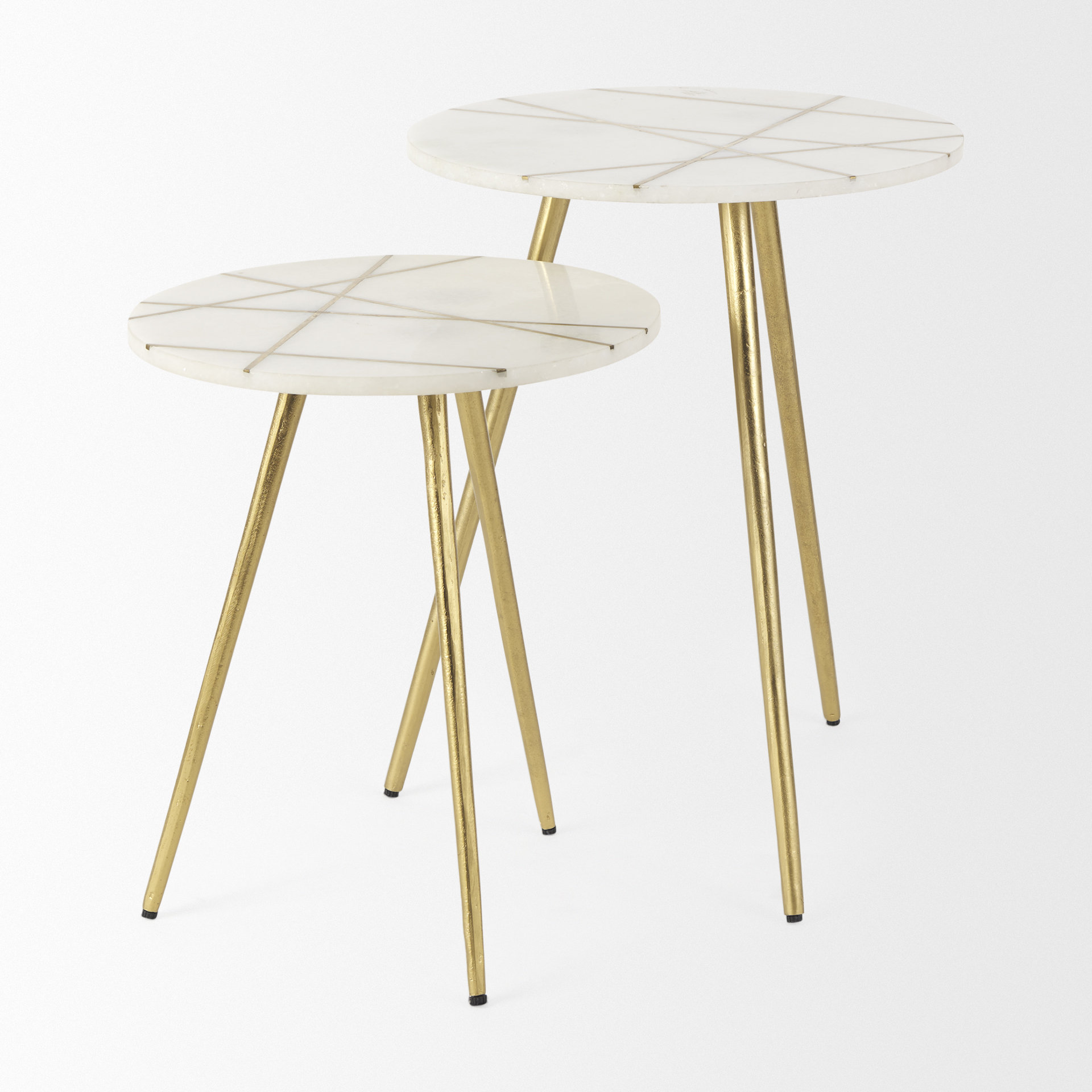 Mercana Vivienne Accent Table Series - White/Gold, H23"