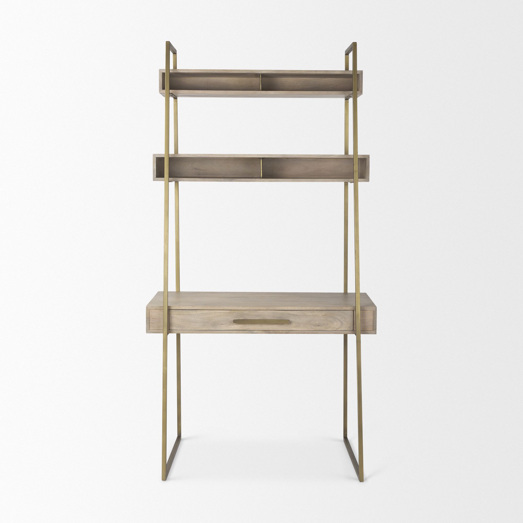 Mercana Cordell Desk with Gold Metal - Light Brown