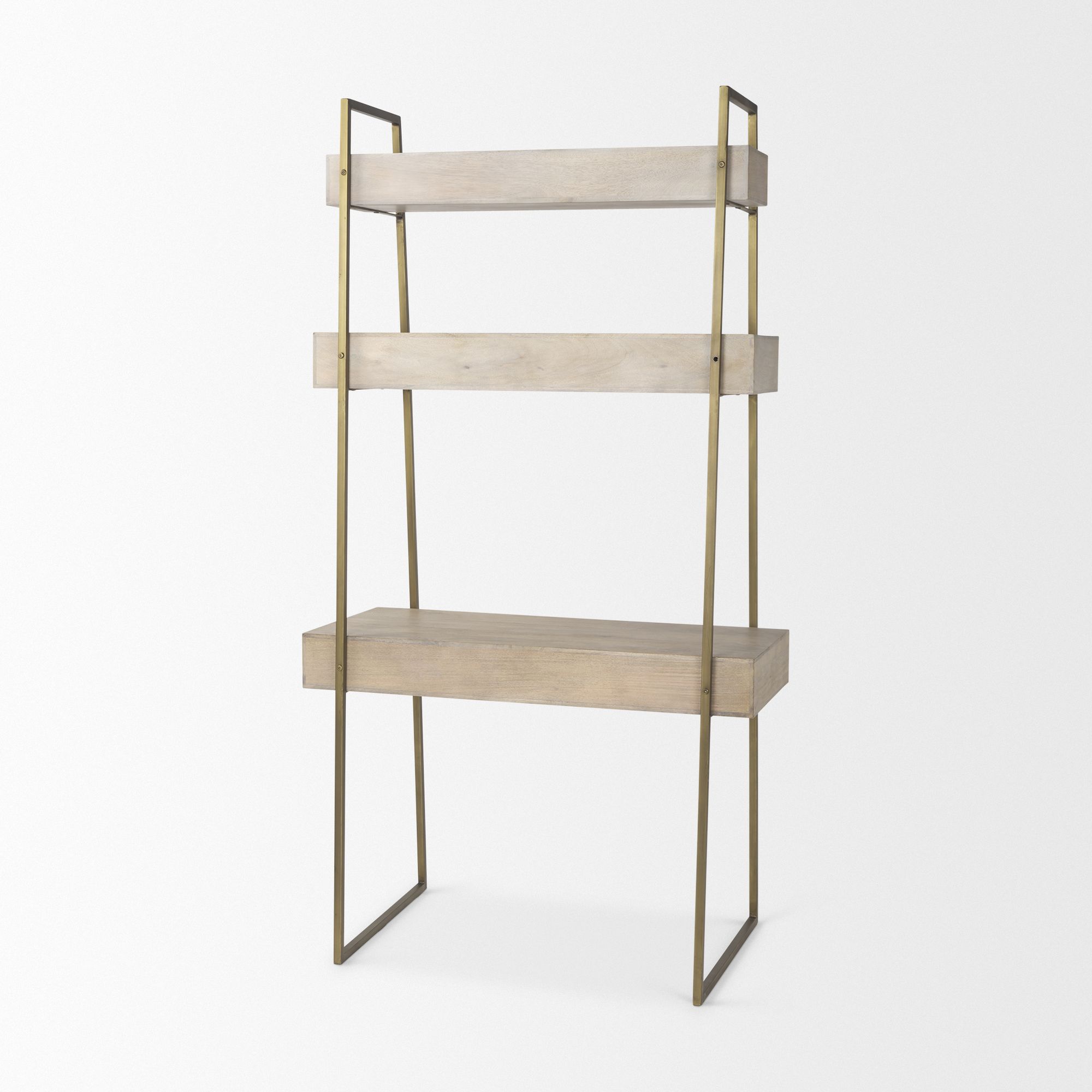 Mercana Cordell Desk with Gold Metal - Light Brown