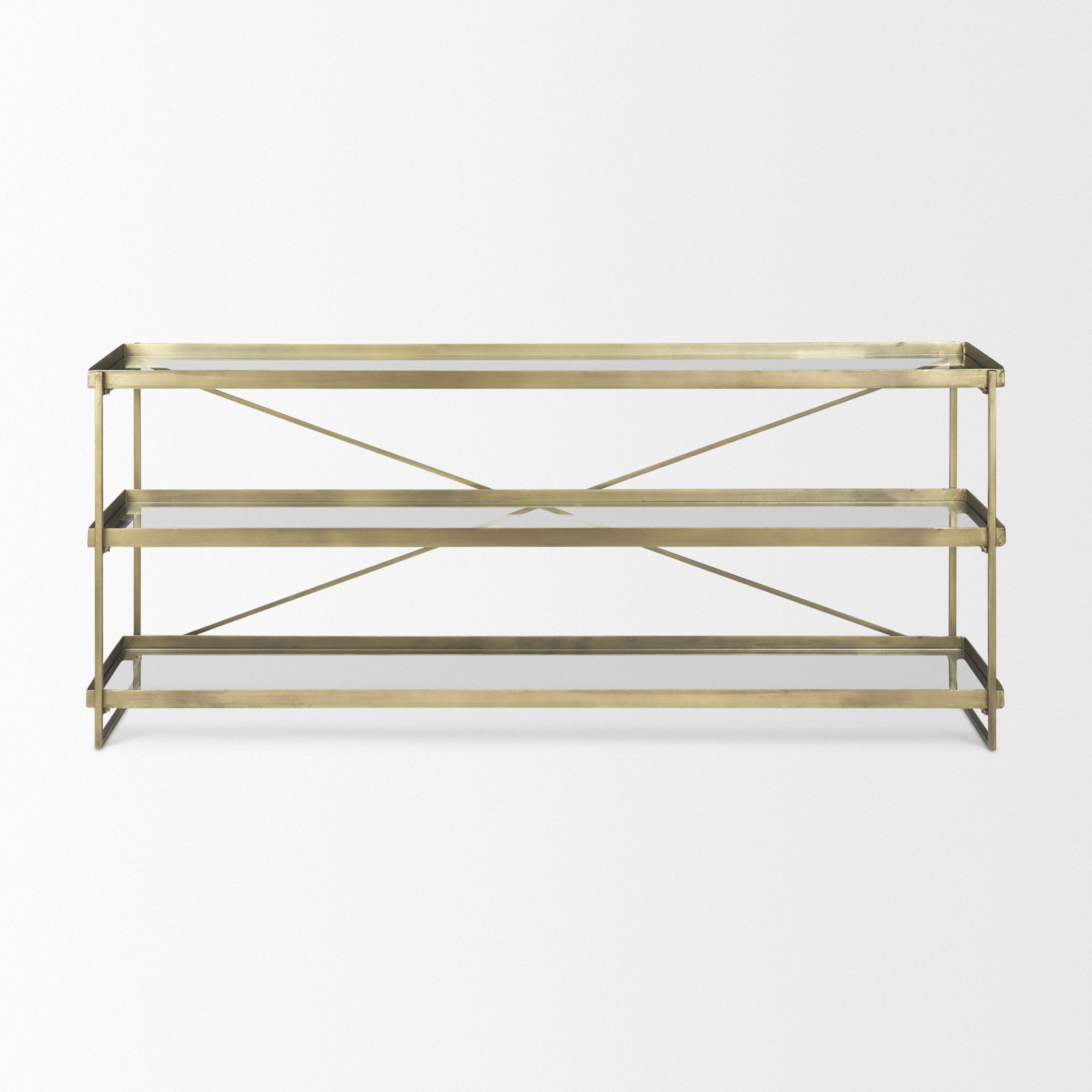 Mercana Trey Console Table with Glass - Gold