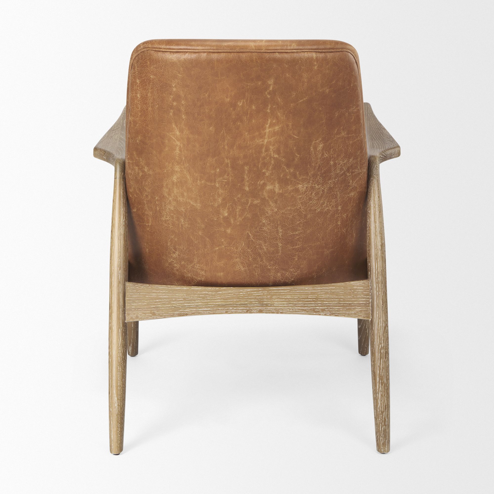Mercana Westan Accent Chair with Medium Brown Wood Legs - Cognac, Leather