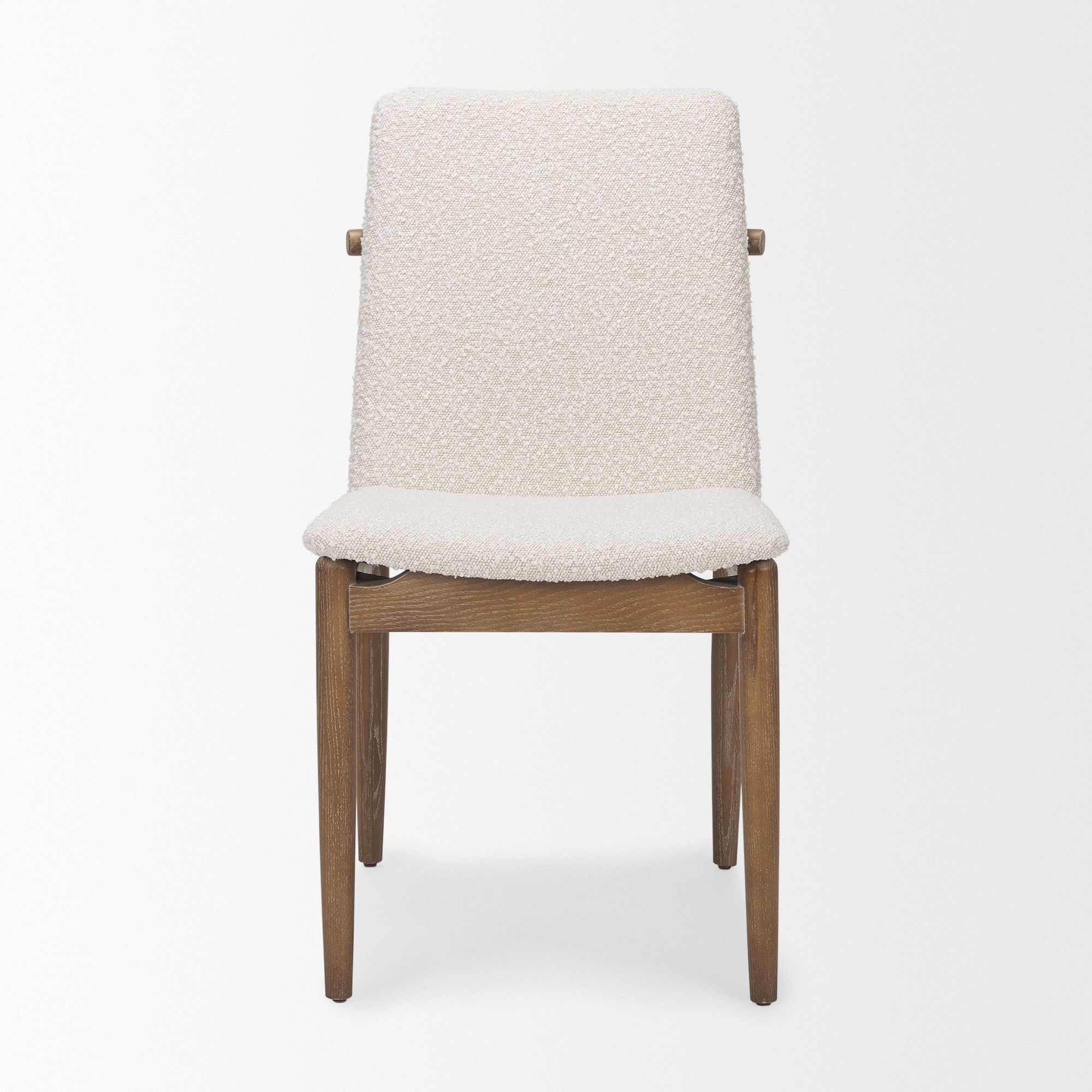 Mercana Cavett Dining Chair with Light Brown Wood Frame - Cream/Light Brown