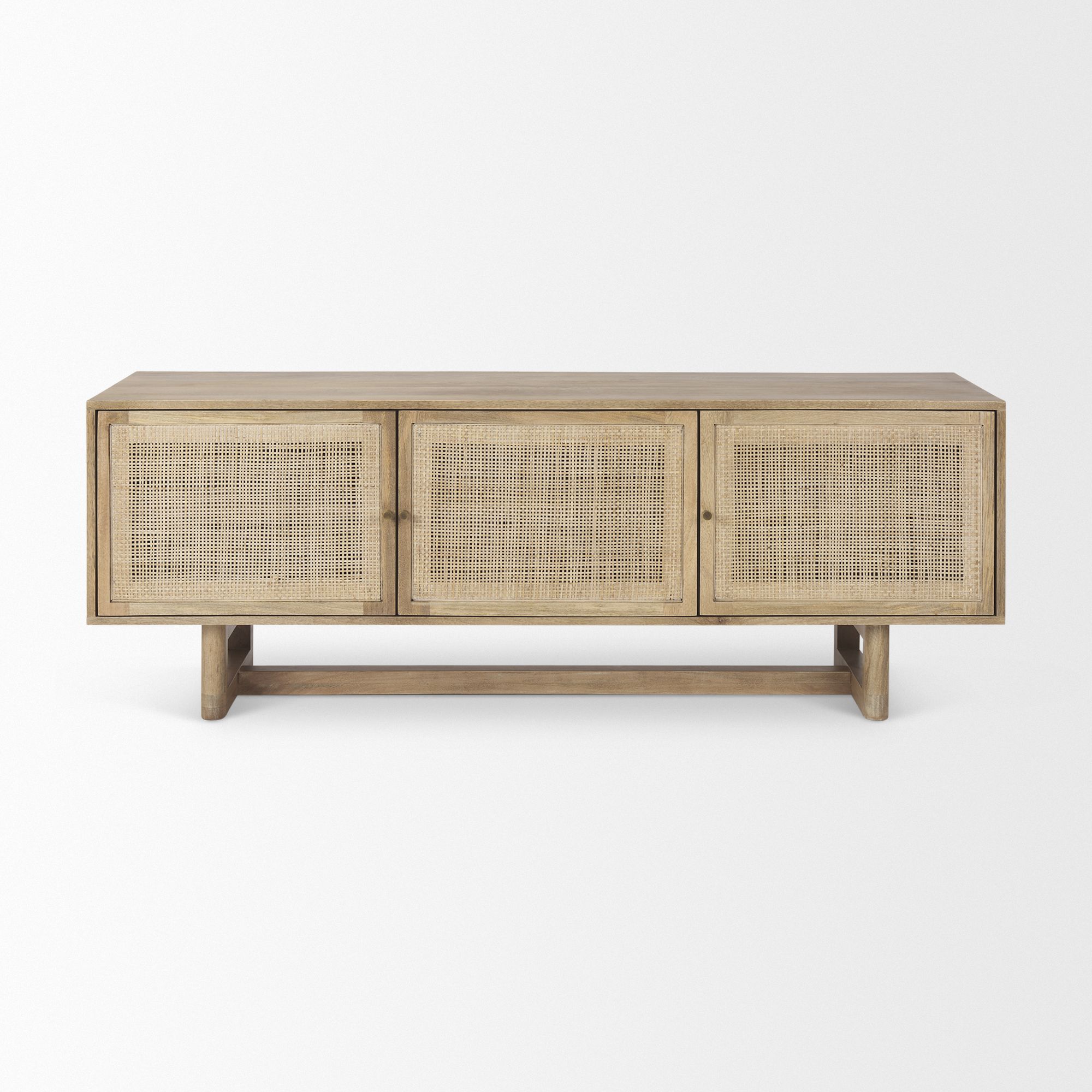 Mercana Grier Media Console with Cane - Light Brown