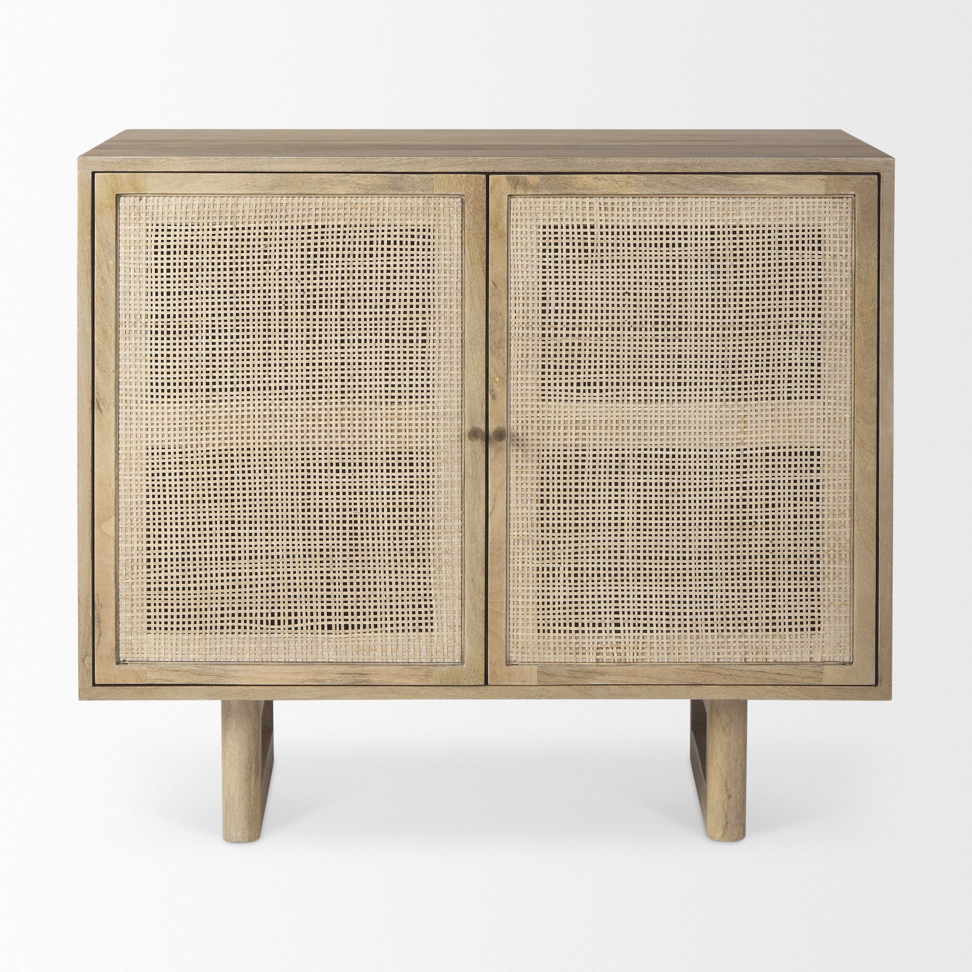 Mercana Grier Light Wood with Cane 2 Door Accent Cabinet - Light Brown