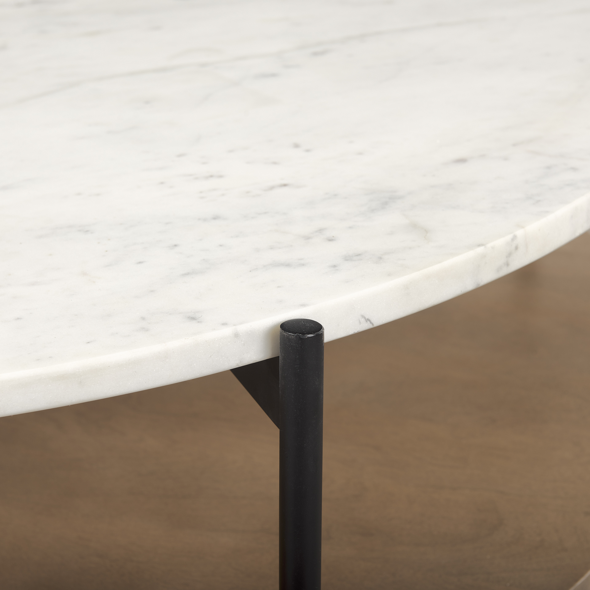 Mercana Larkin Round Coffee Table - White/Brown, Metal/Stone