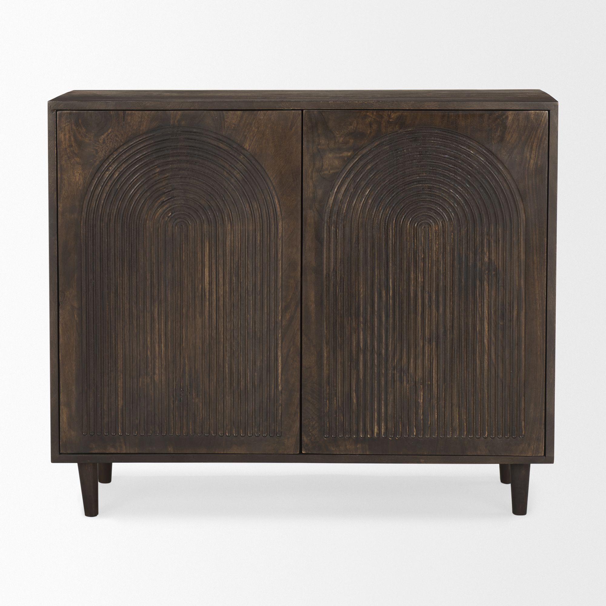 Mercana Tucker Wood with Carved Arch Pattern 2 Door Cabinet - Dark Brown