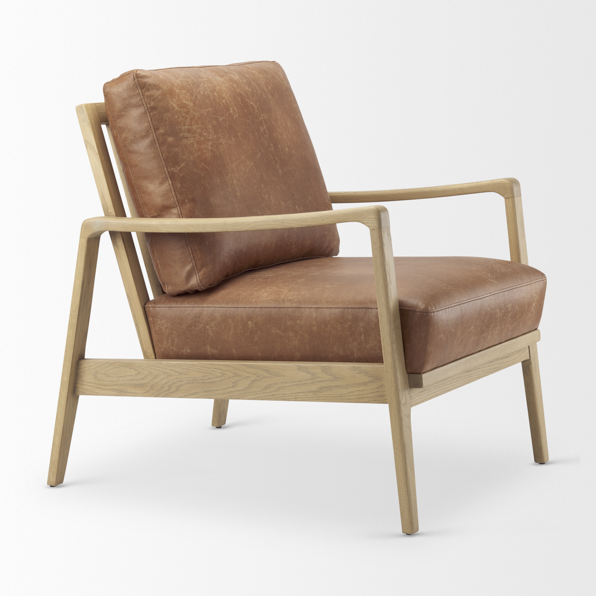 Mercana Raeleigh Leather Accent Chair - Tan, Fabric