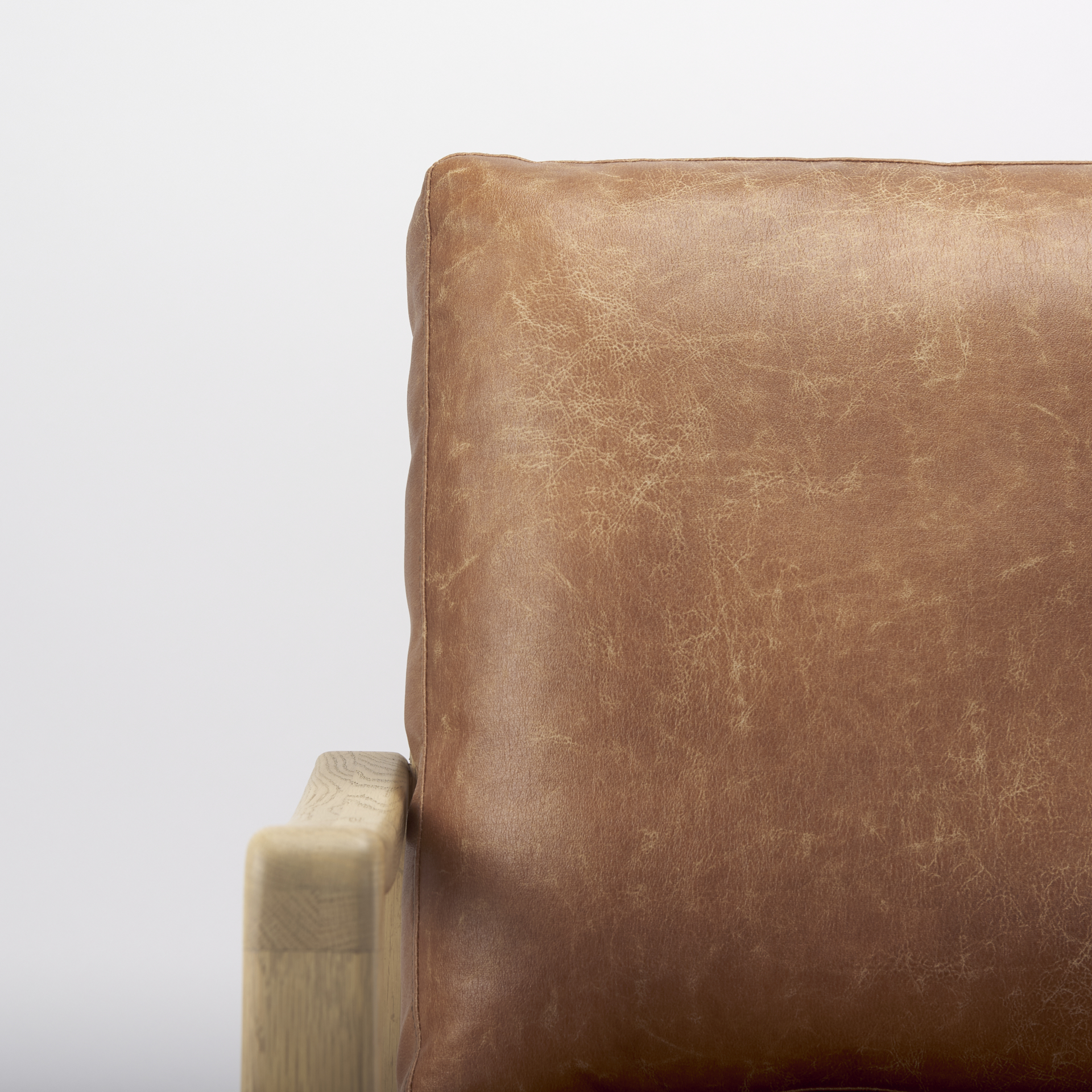 Mercana Raeleigh Leather Accent Chair - Tan, Fabric