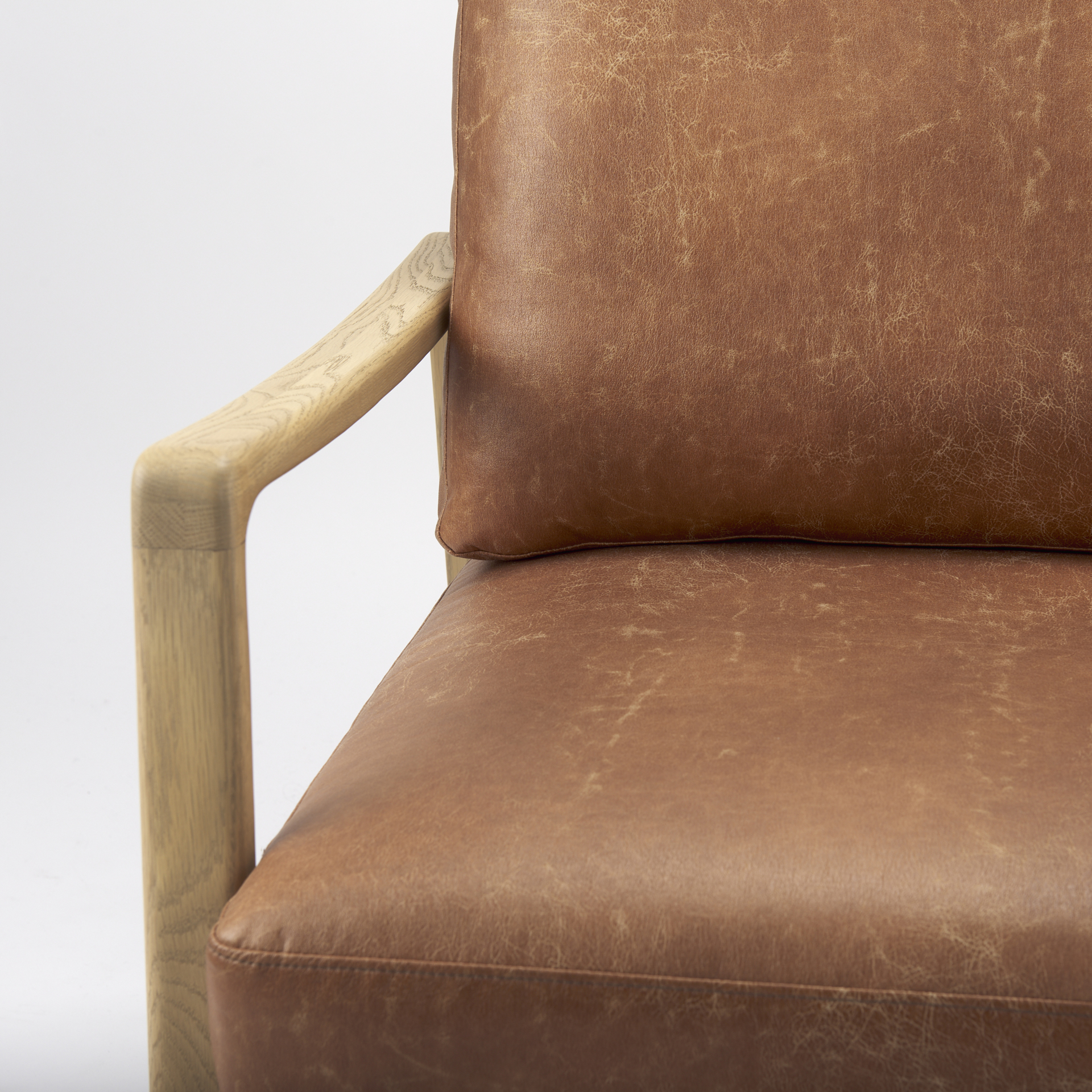 Mercana Raeleigh Leather Accent Chair - Tan, Fabric