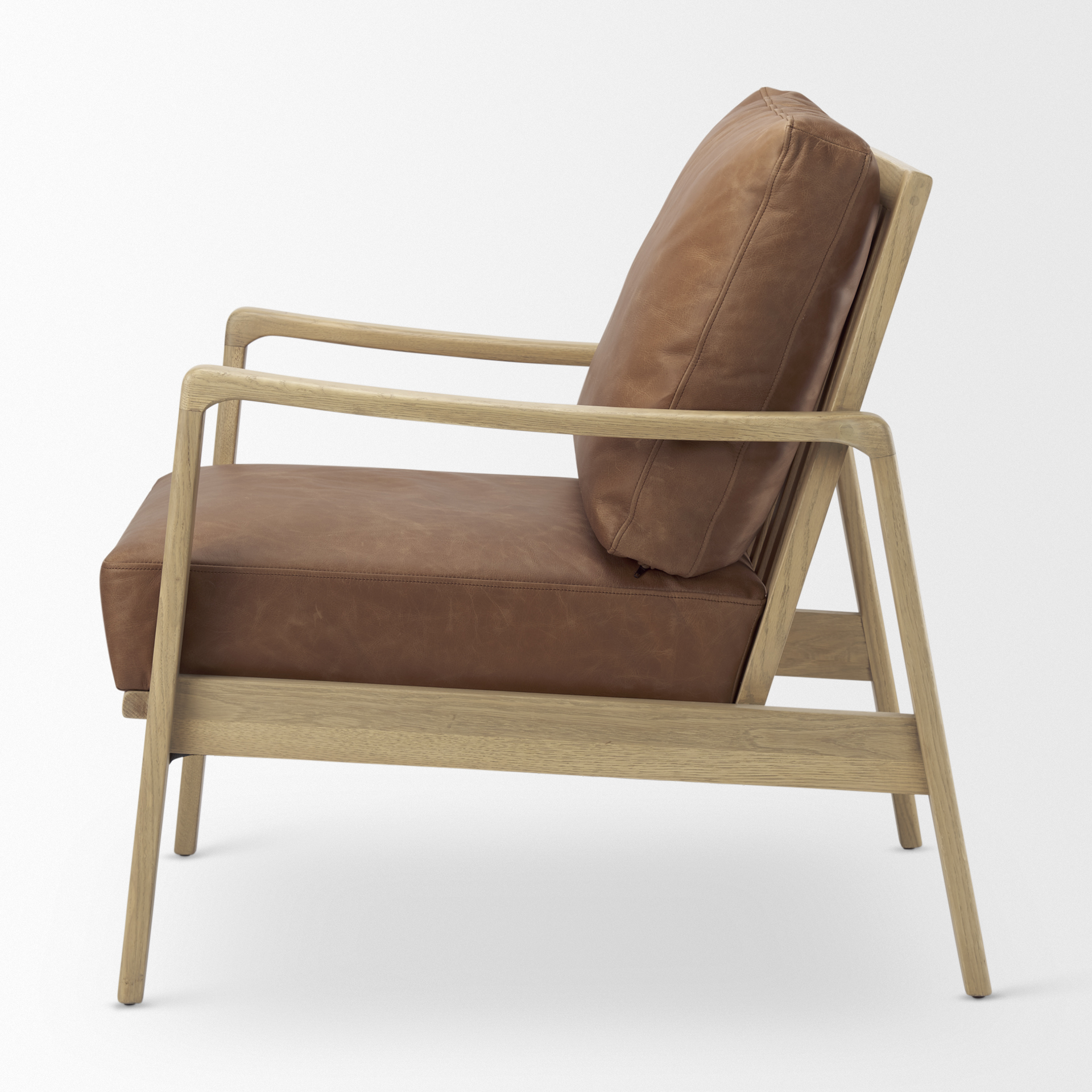 Mercana Raeleigh Leather Accent Chair - Brown, Fabric