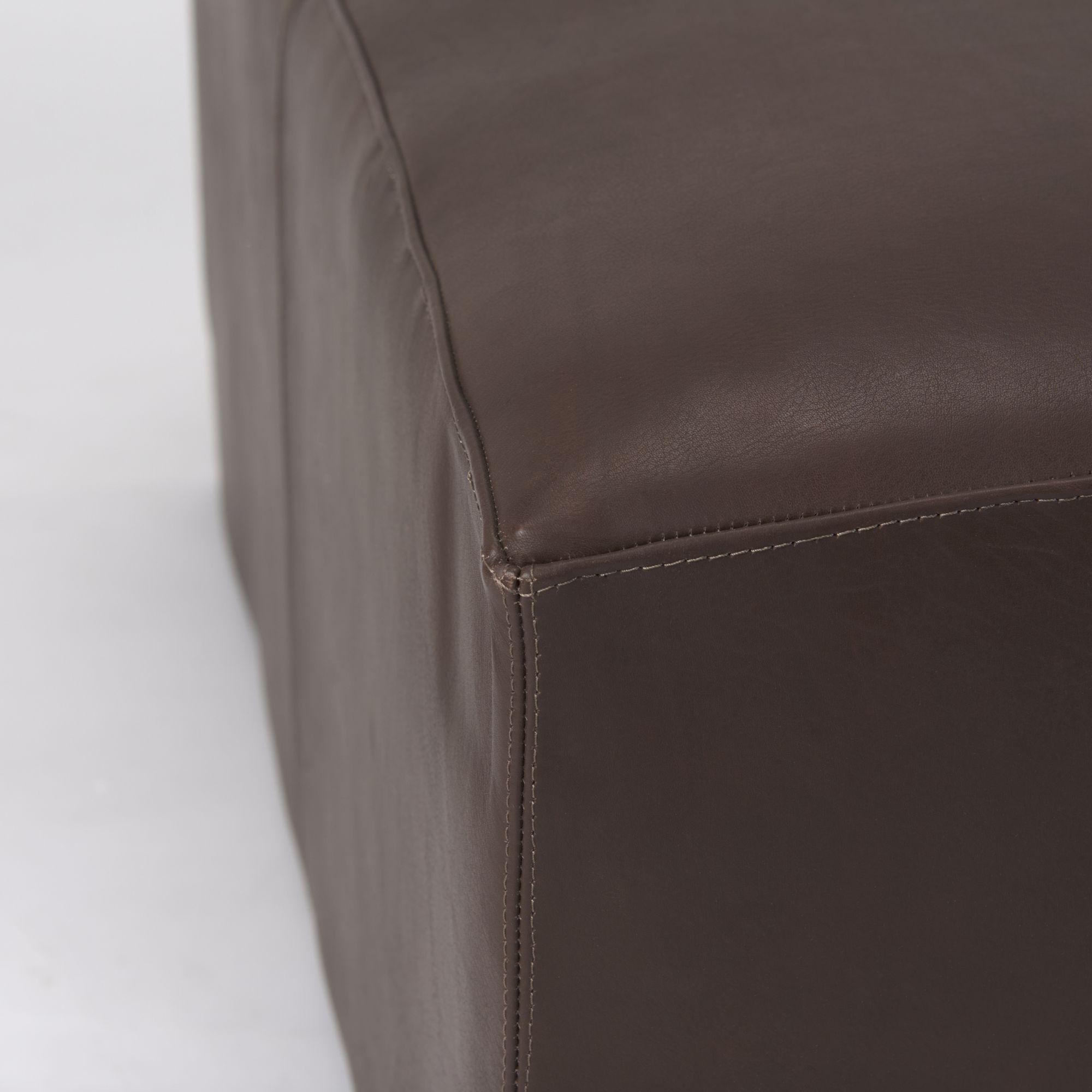 Mercana Minara Square Ottoman - Dark Brown, Leather