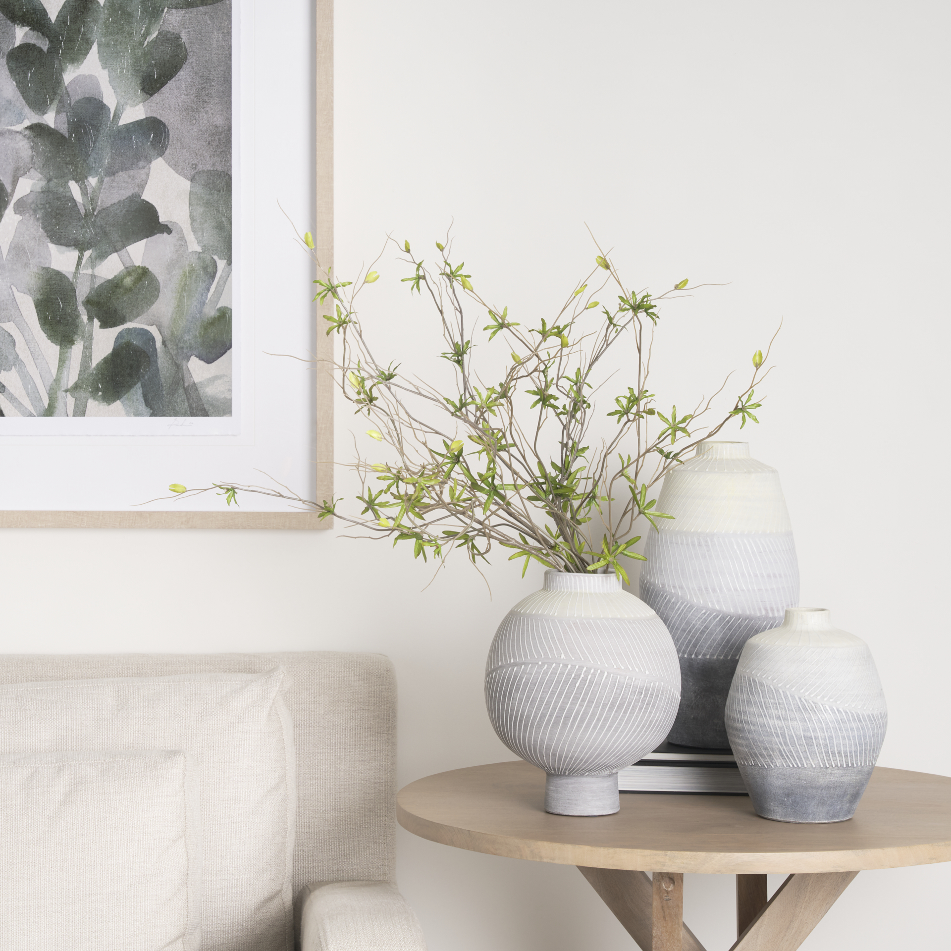 Mercana Blume Large Vase - Gray/White, Ceramic