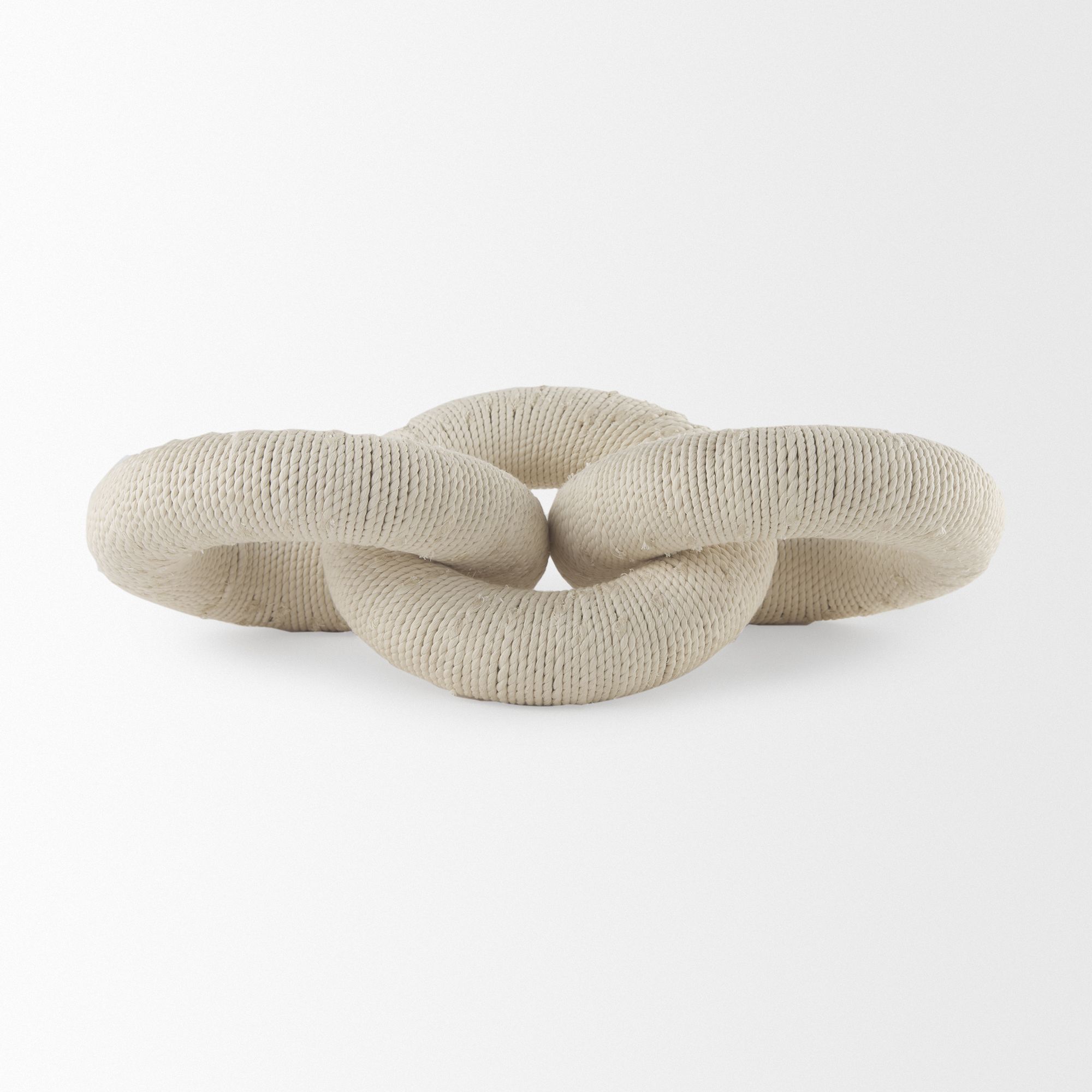 Mercana Alize Cotton Rope Wrapped Solid Wood Circular Chain Link Decorative Object - Cream