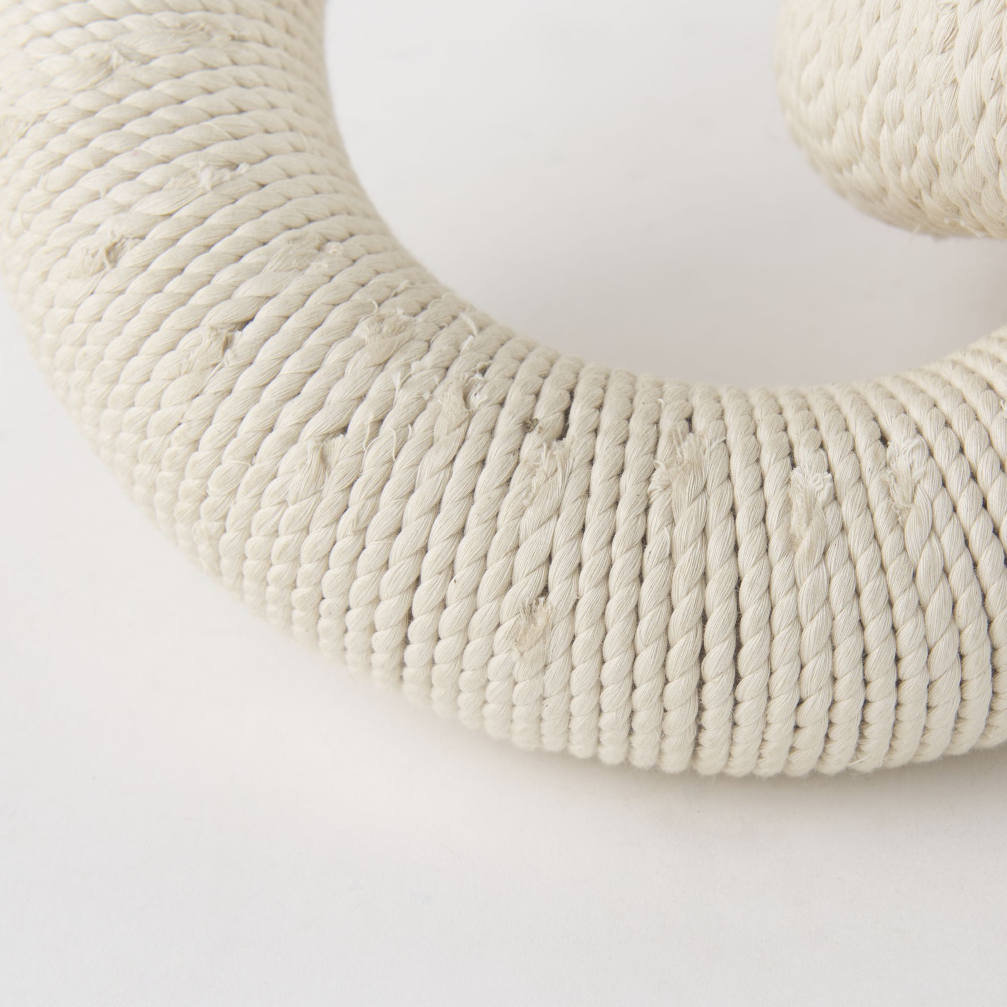 Mercana Alize Cotton Rope Wrapped Solid Wood Circular Chain Link Decorative Object - Cream