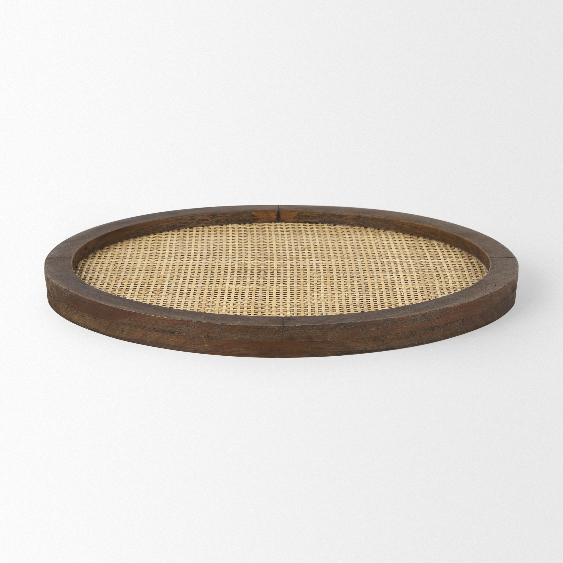 Mercana Silas Round Tray - Brown, Wicker