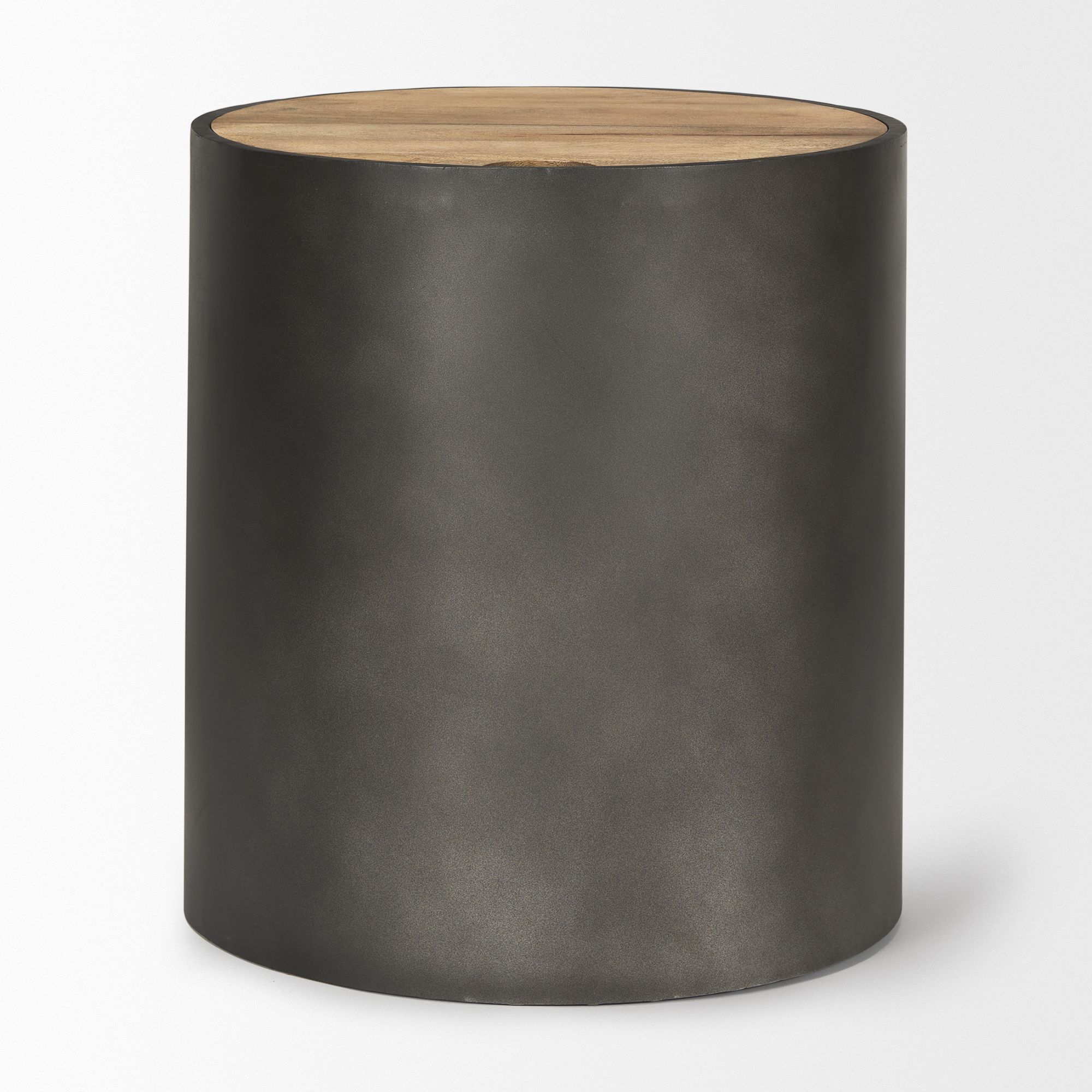 Mercana Eclipse End Table with Brown Wood Top - Gray