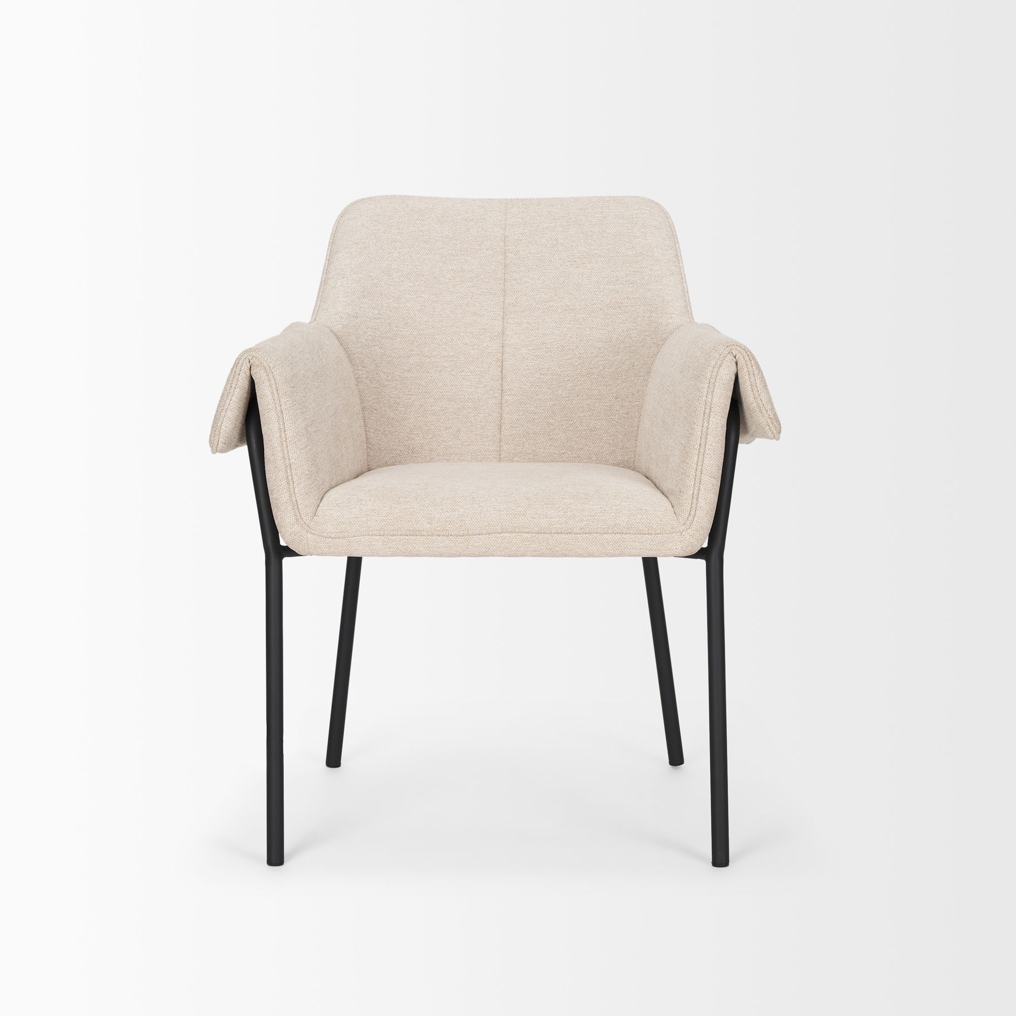 Mercana Brently Dining Chair with Oatmeal Fabric & Matte Black Metal Legs - Oatmeal
