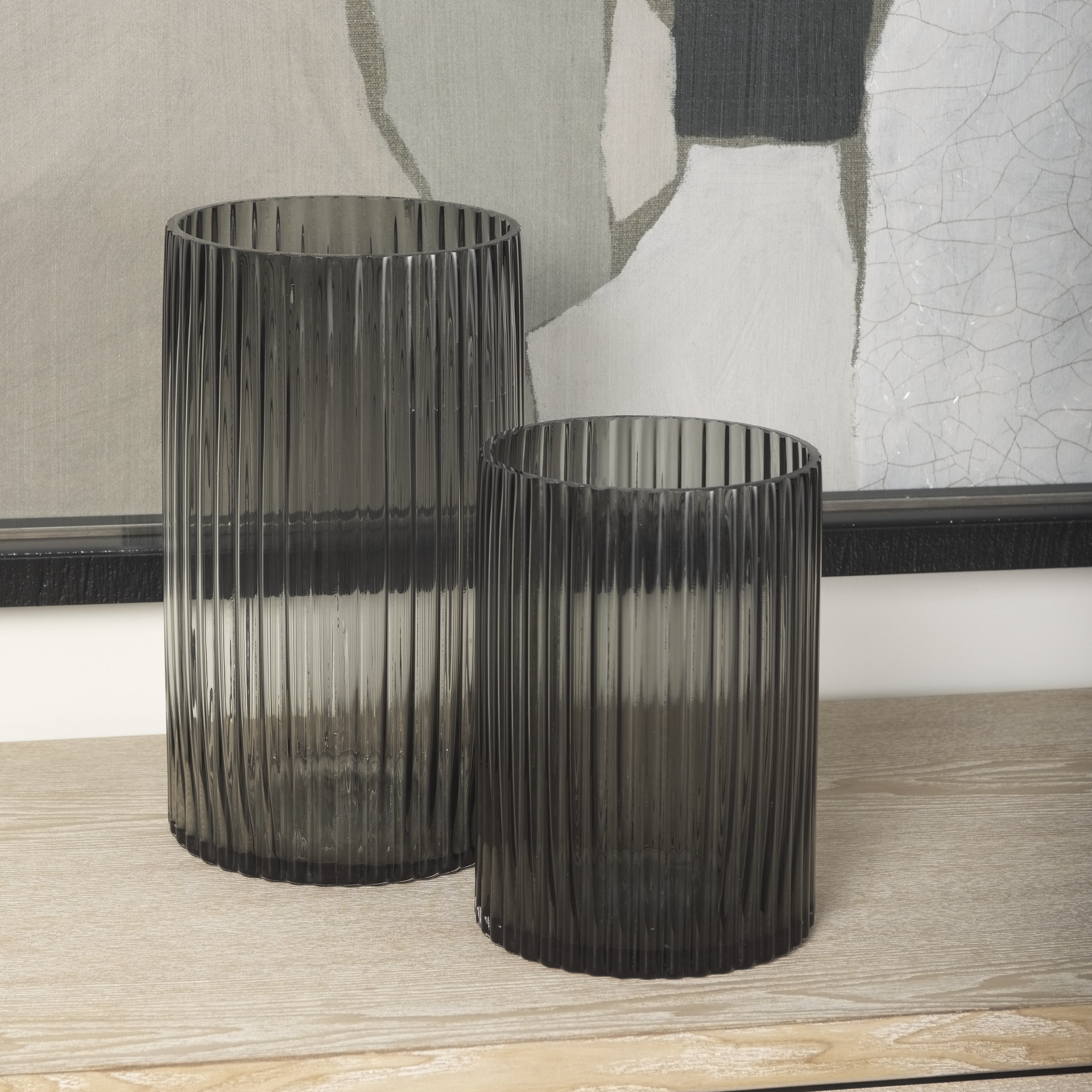 Mercana Dawn Short Vase - Black, Glass
