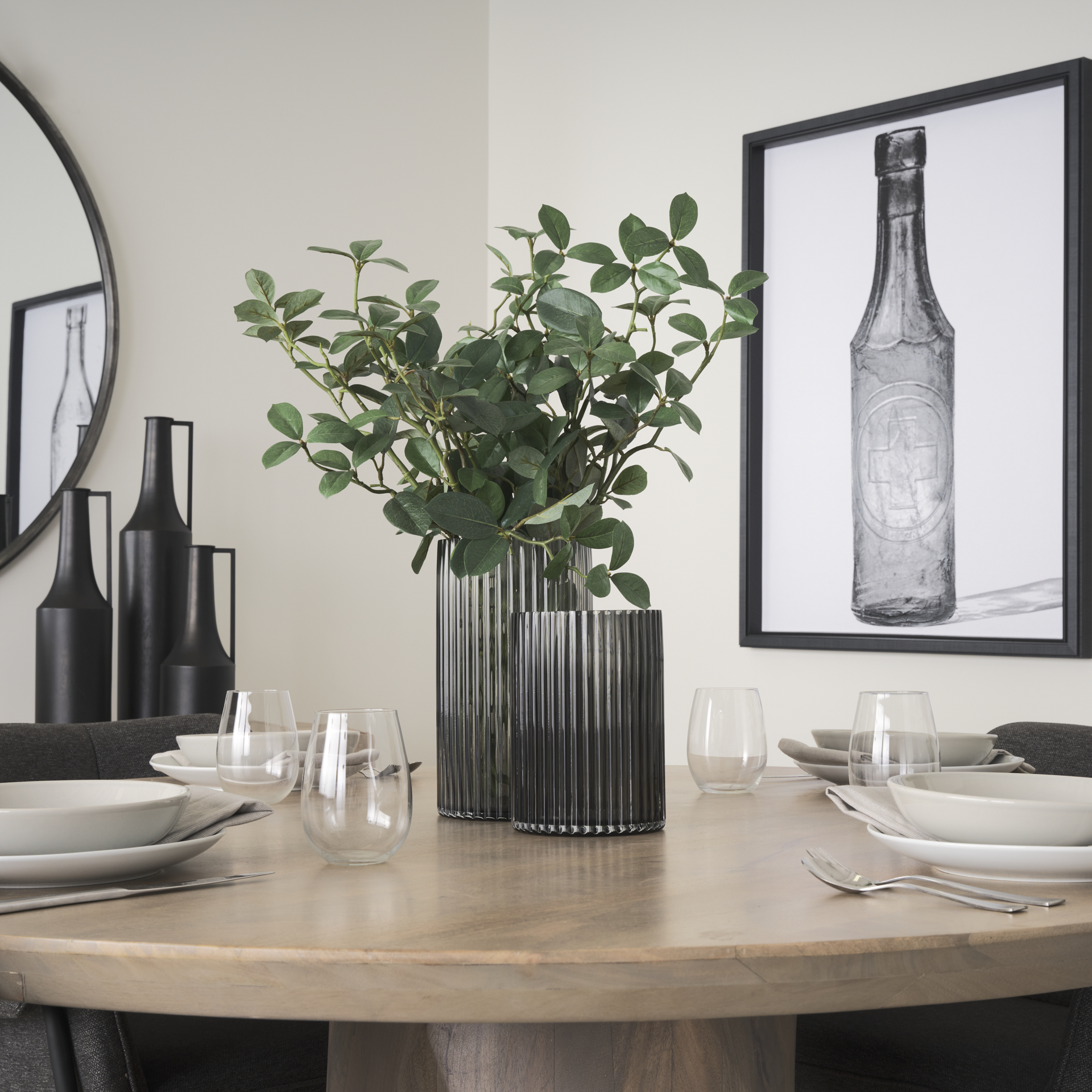Mercana Dawn Short Vase - Black, Glass