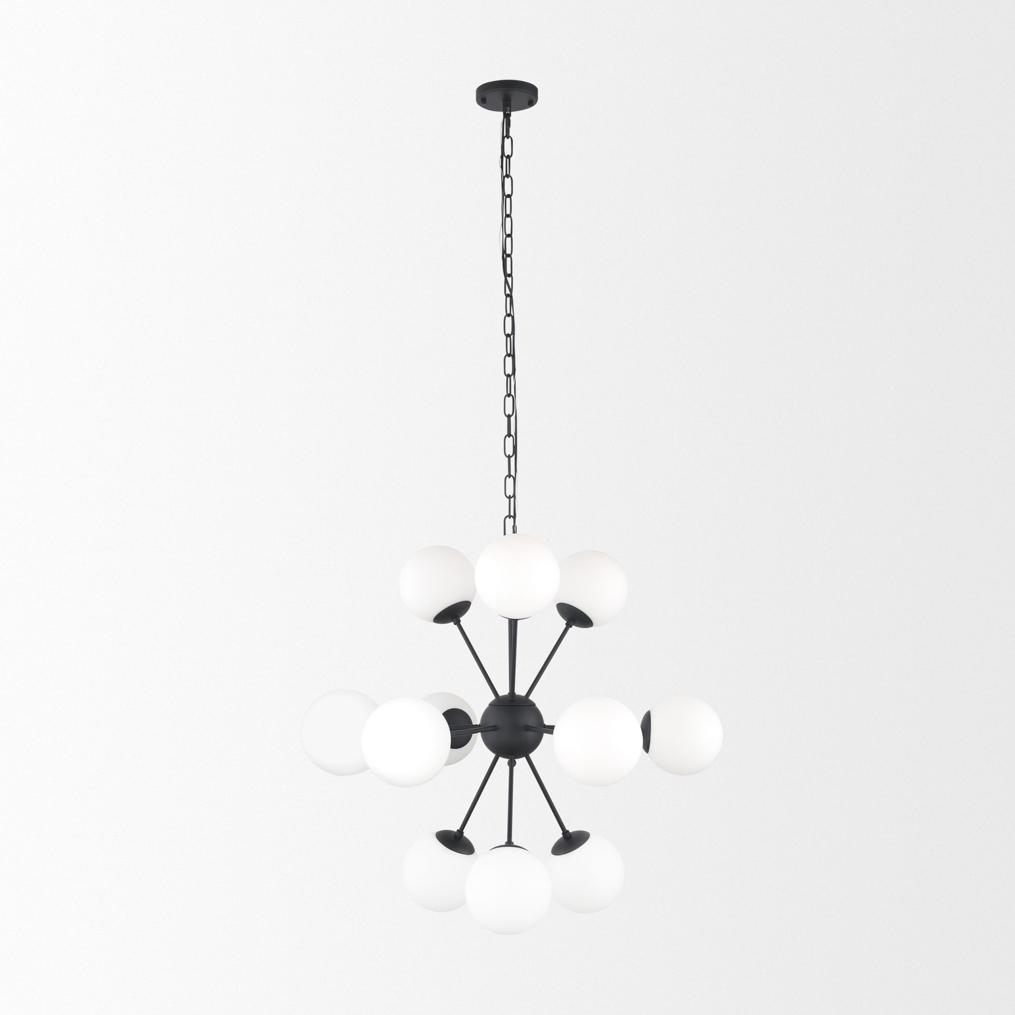 Mercana Barbara Chandelier with Frosted Glass Globes 11-Light - Black