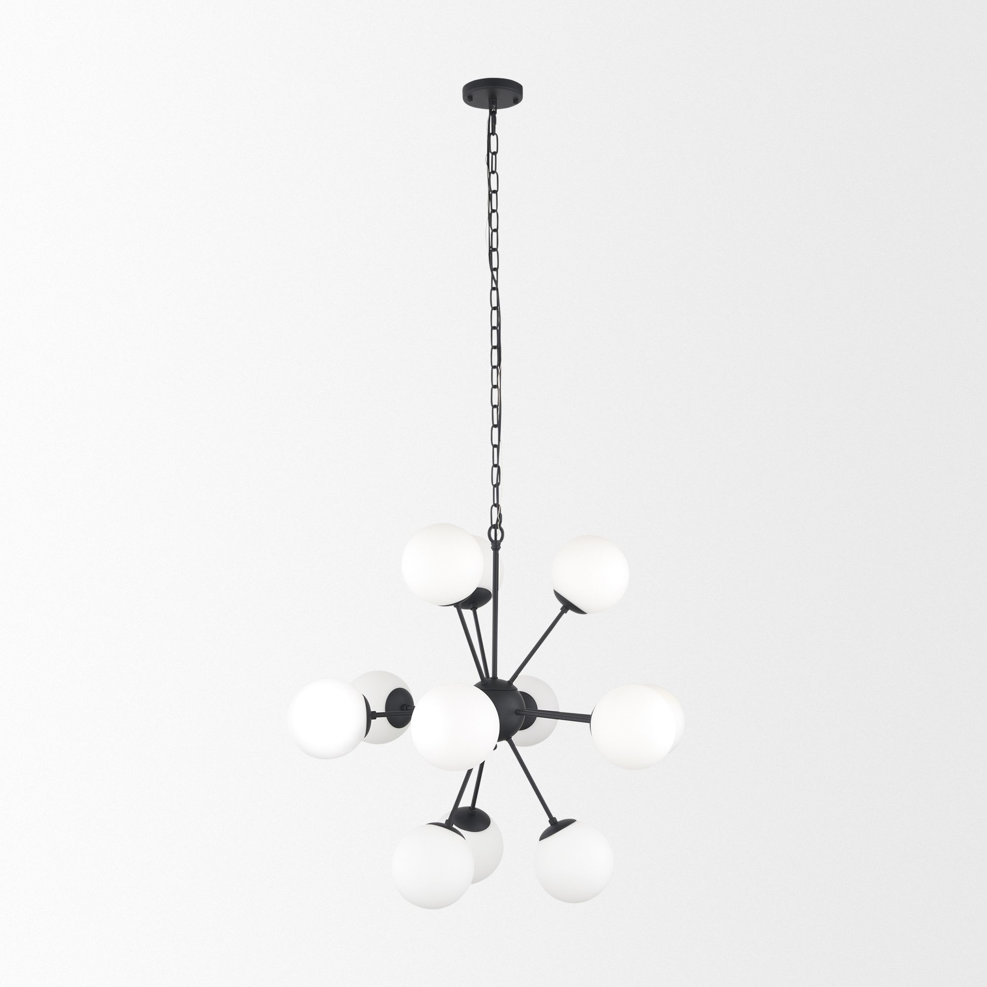 Mercana Barbara Chandelier with Frosted Glass Globes 11-Light - Black