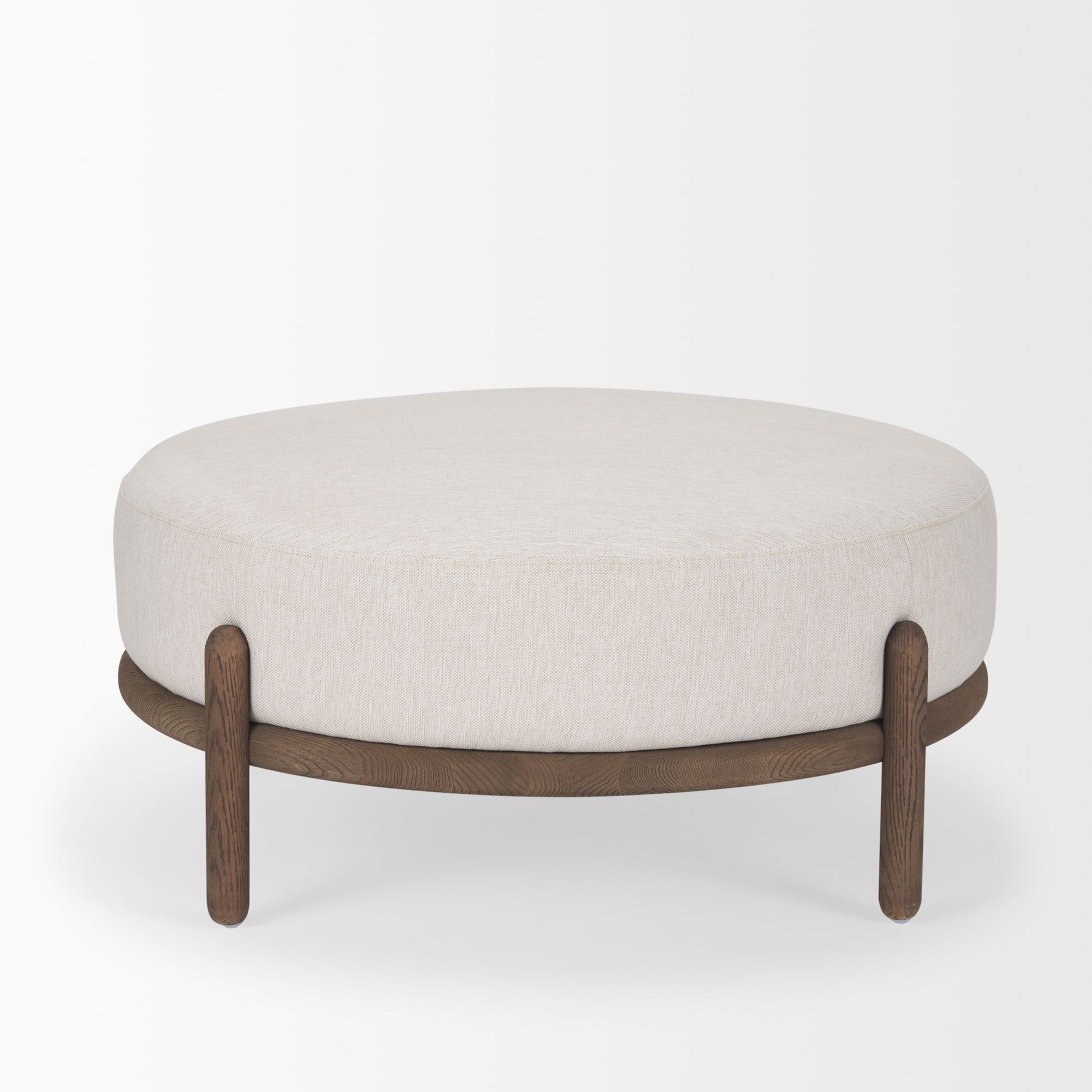 Mercana Gwynn Ottoman with Light Brown Wood - Dark Brown, Fabric