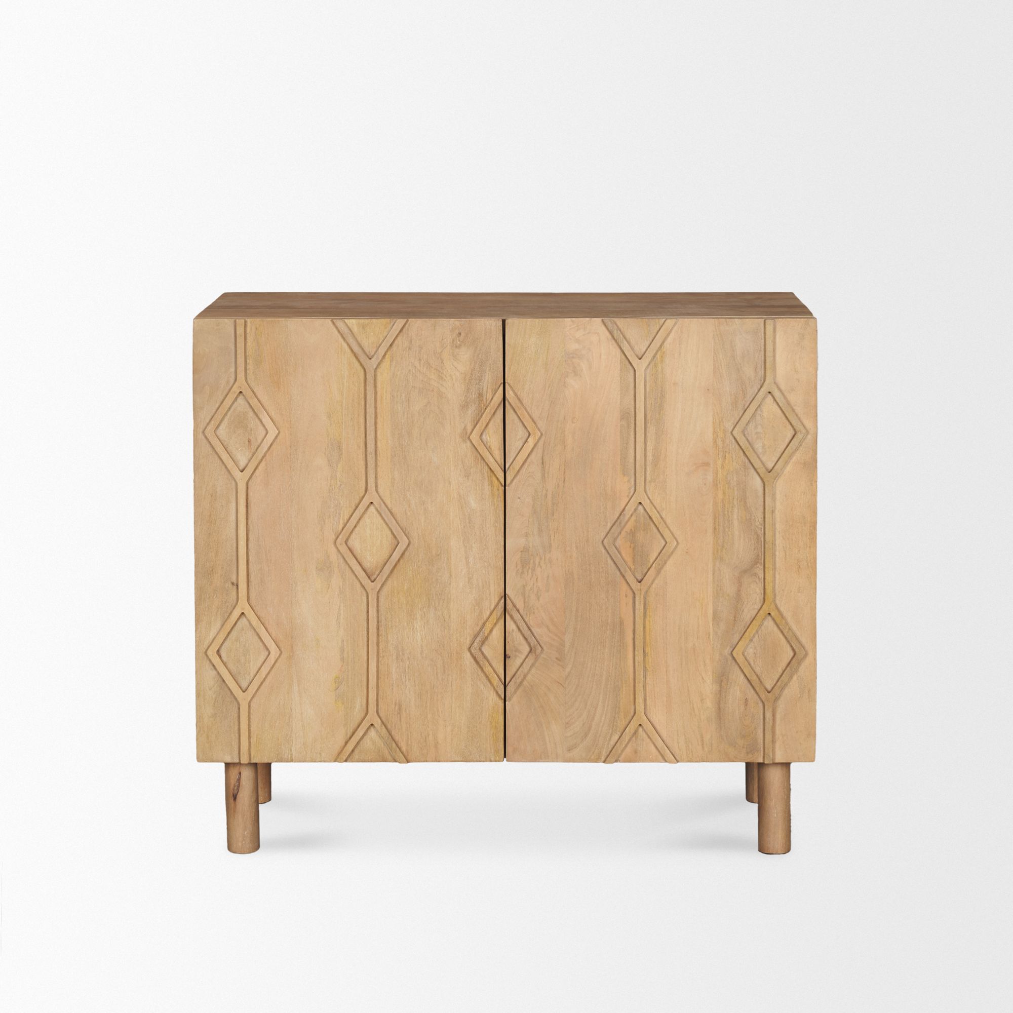 Mercana Heera Diamond Motif with Shelf Accent Cabinet - Light Brown