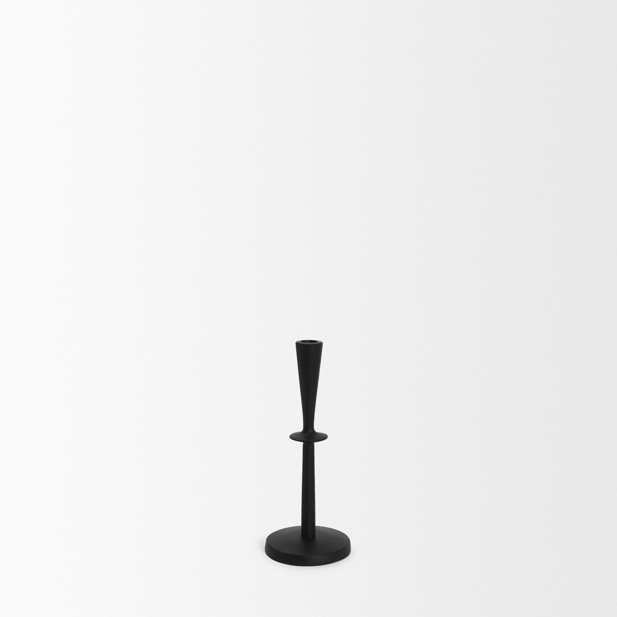 Mercana Qwin Matte Black Cast Aluminum Short Candle Holder