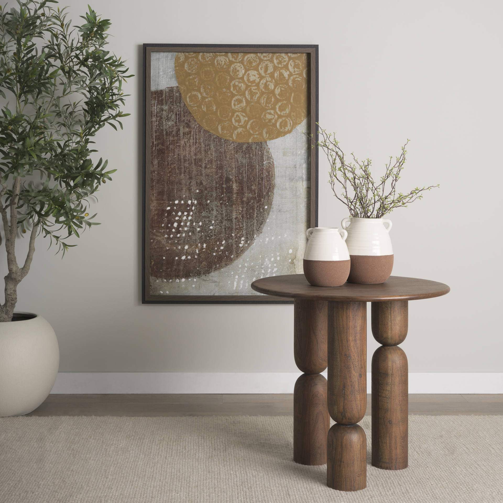 Mercana - Sonel Foyer Table in Brown, Solid Wood
