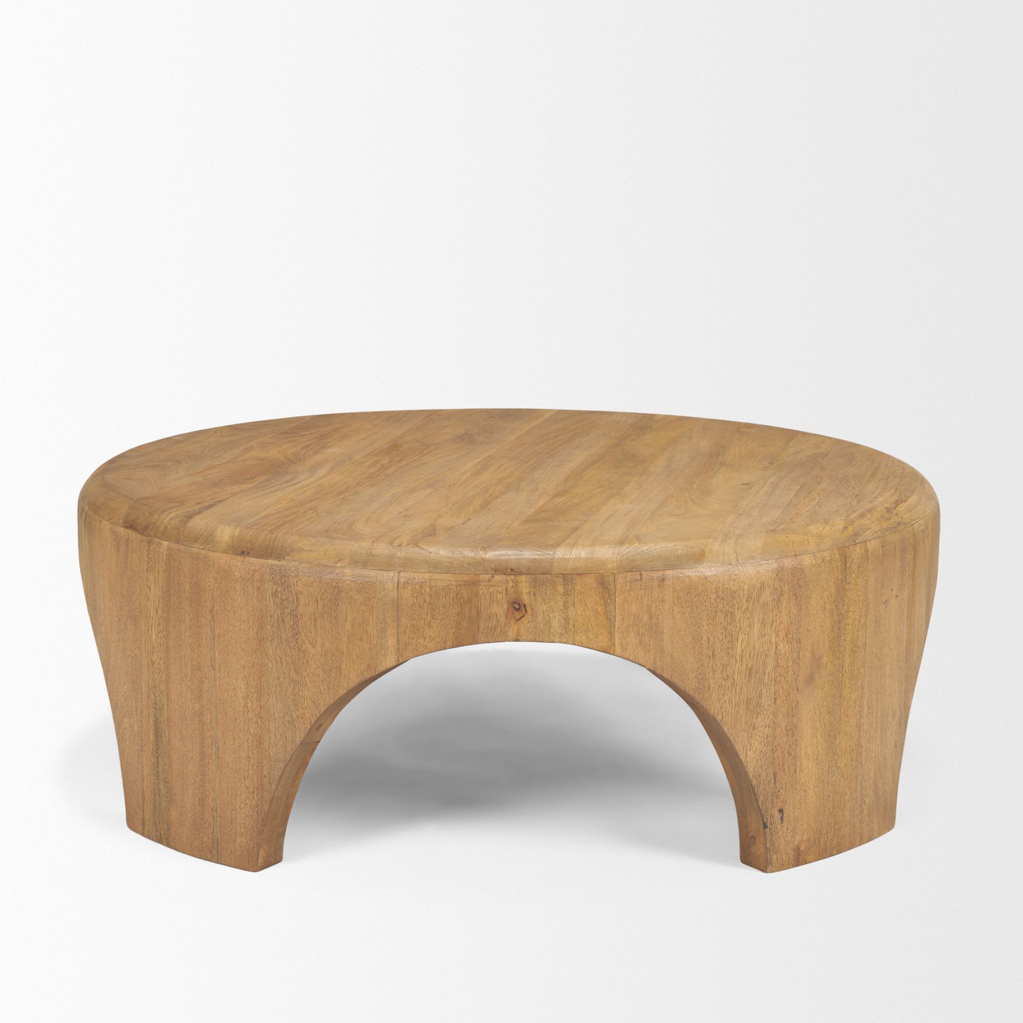 Mercana Shima Round Coffee Table with Arched Legs - Light Brown