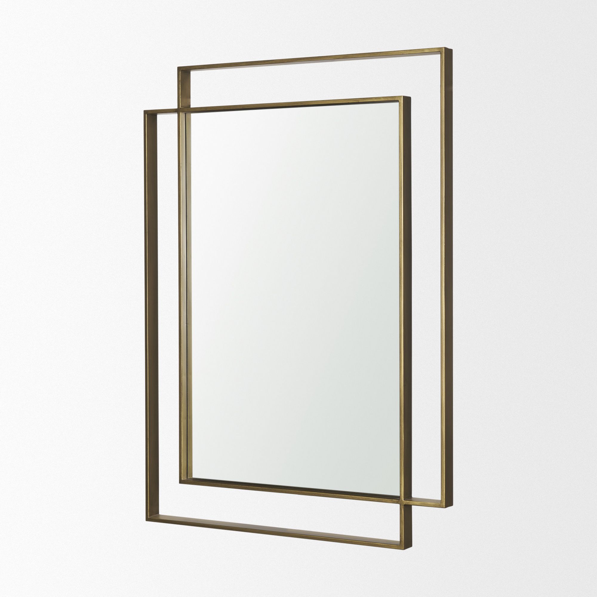 Mercana Tiva Rectangular Dual Metal Framed Mirror - Gold